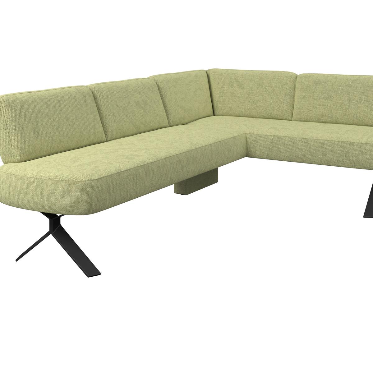 Eckbank olivgrün/Metallbeine Ulmo, S:248x176cm - Schwarz/Olivgrün, MODERN, Textil/Metall (248/176cm)