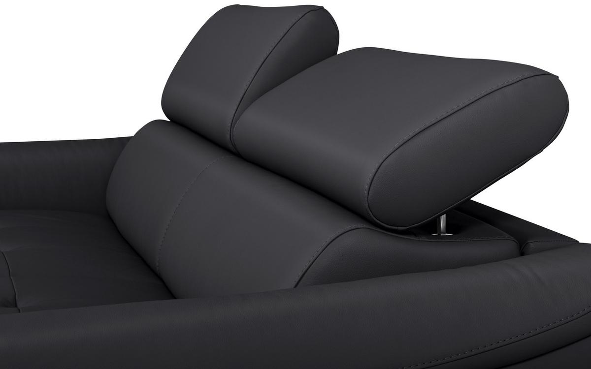 Schlafsofa Pafos Schwarz Lederlook, Rindsleder B: 203cm - Schwarz, Design, Leder/Textil (203/77-98/103cm) - MID.YOU