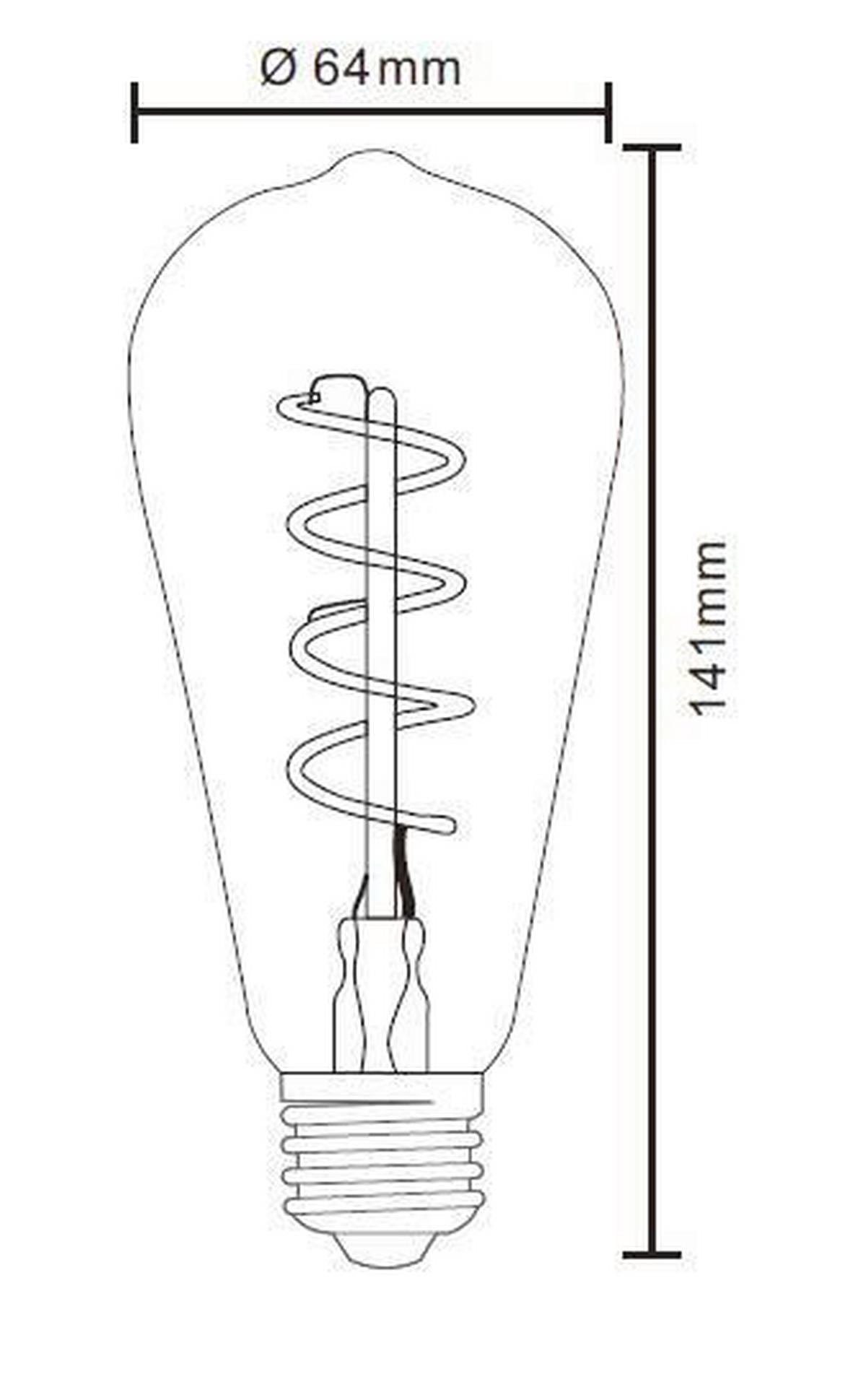 LED-LEUCHTMITTEL 1800K, E27 - Bernsteinfarben, Basics, Glas (6,4/14,1cm)