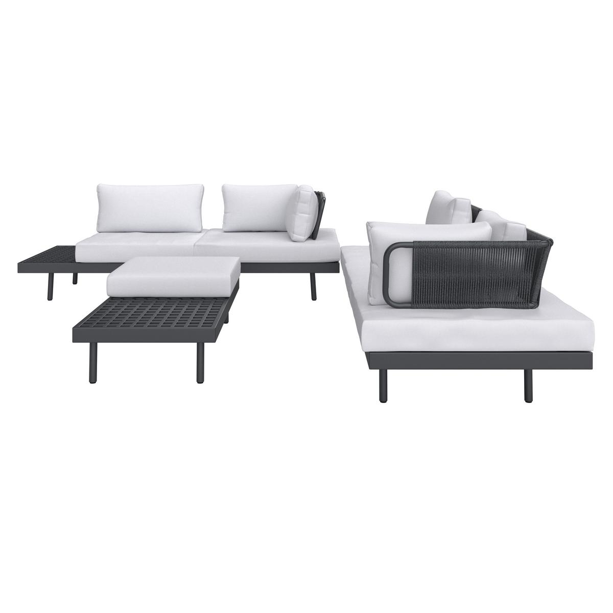 TERASOVÁ SEDACÍ SOUPRAVA EMMA - tmavě šedá, Moderní, kov/dřevo (220/79/87cm) - Bessagi Garden