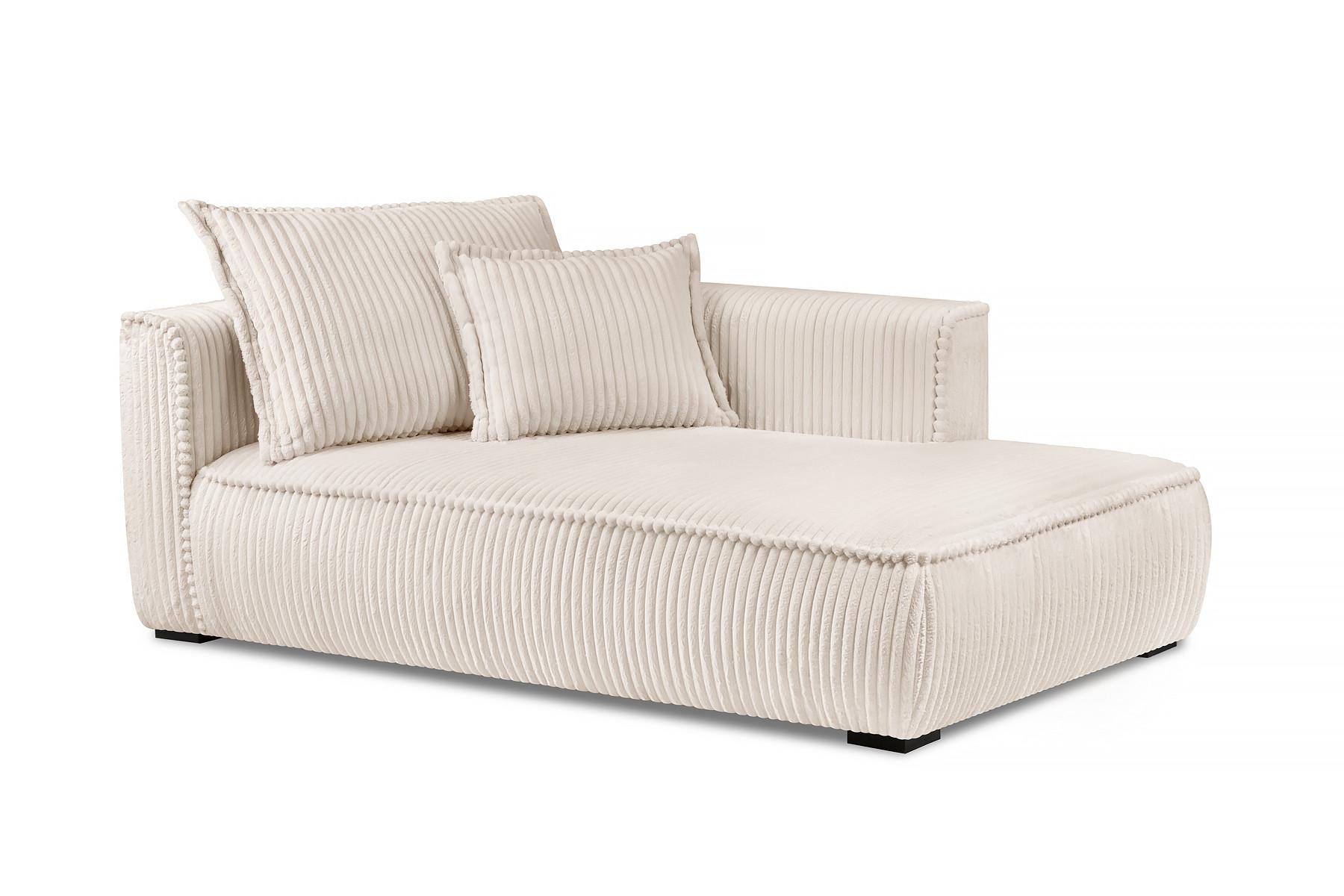 Recamiere Modena Rechts inkl. Kissen, Creme, B: 208 cm - Creme/Schwarz, Design, Textil (207/75/121cm) - MID.YOU