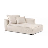Recamiere Modena Rechts inkl. Kissen, Creme, B: 208 cm - Creme/Schwarz, Design, Textil (207/75/121cm) - MID.YOU