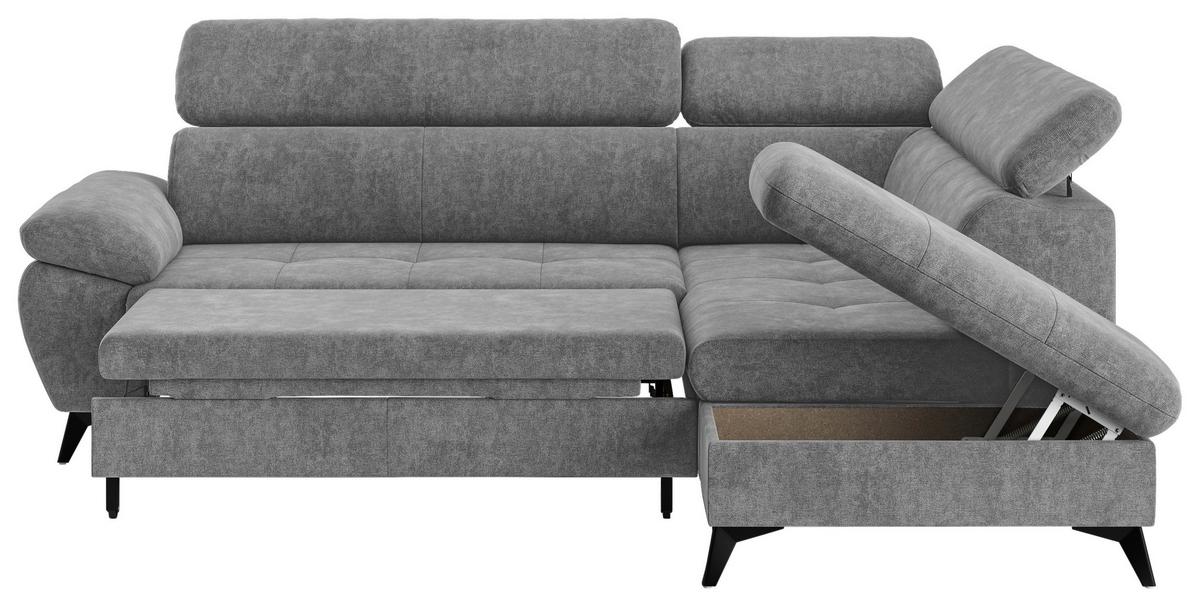Ecksofa mit Bettkasten Hudson 265x207 cm Grau - Schwarz/Grau, Textil (265/207cm) - MID.YOU