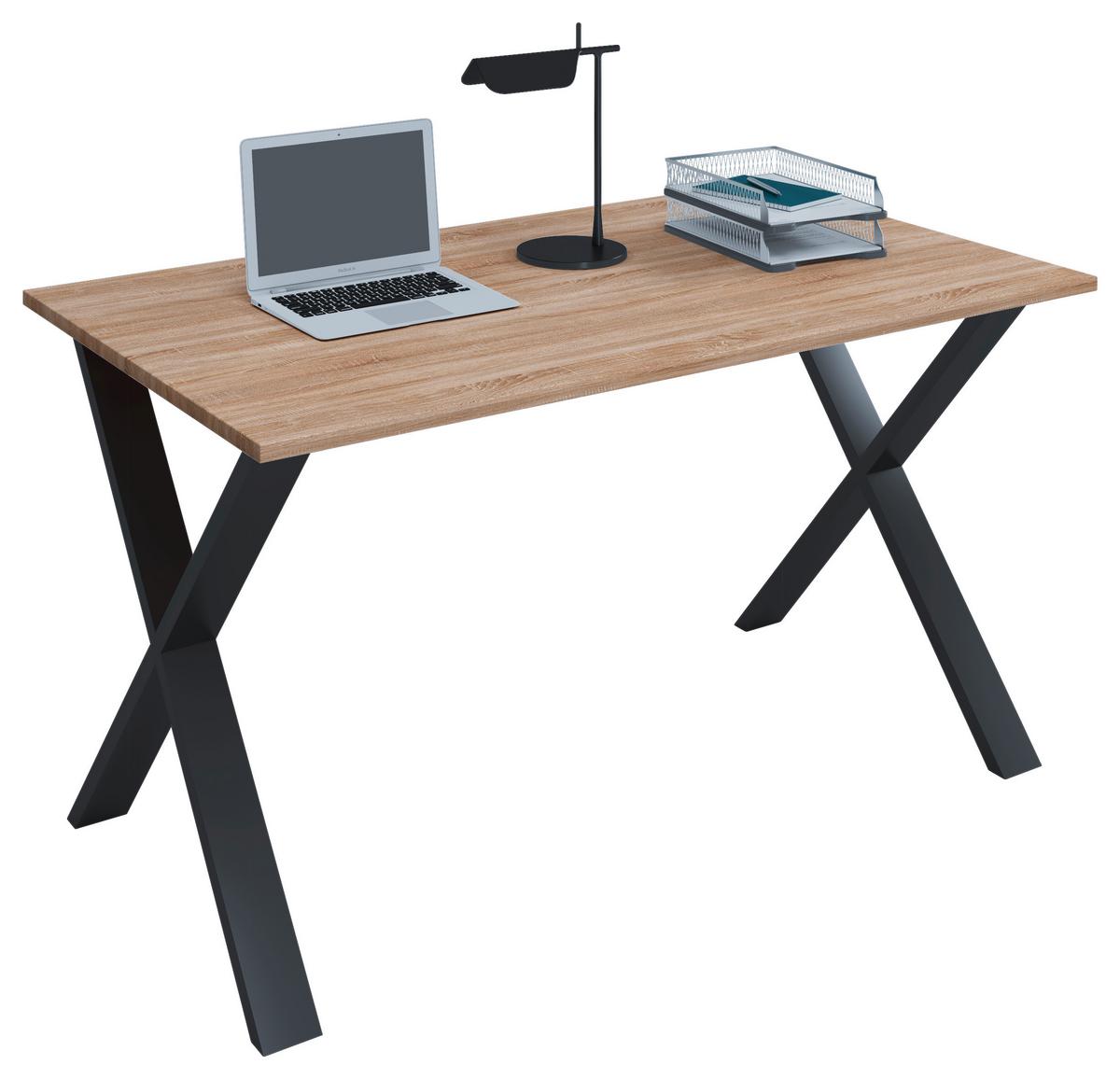 Schreibtisch B 50cm H 76cm Lona, Eiche Dekor - Schwarz/Sonoma Eiche, MODERN, Holzwerkstoff/Metall (140/80/76cm) - MID.YOU