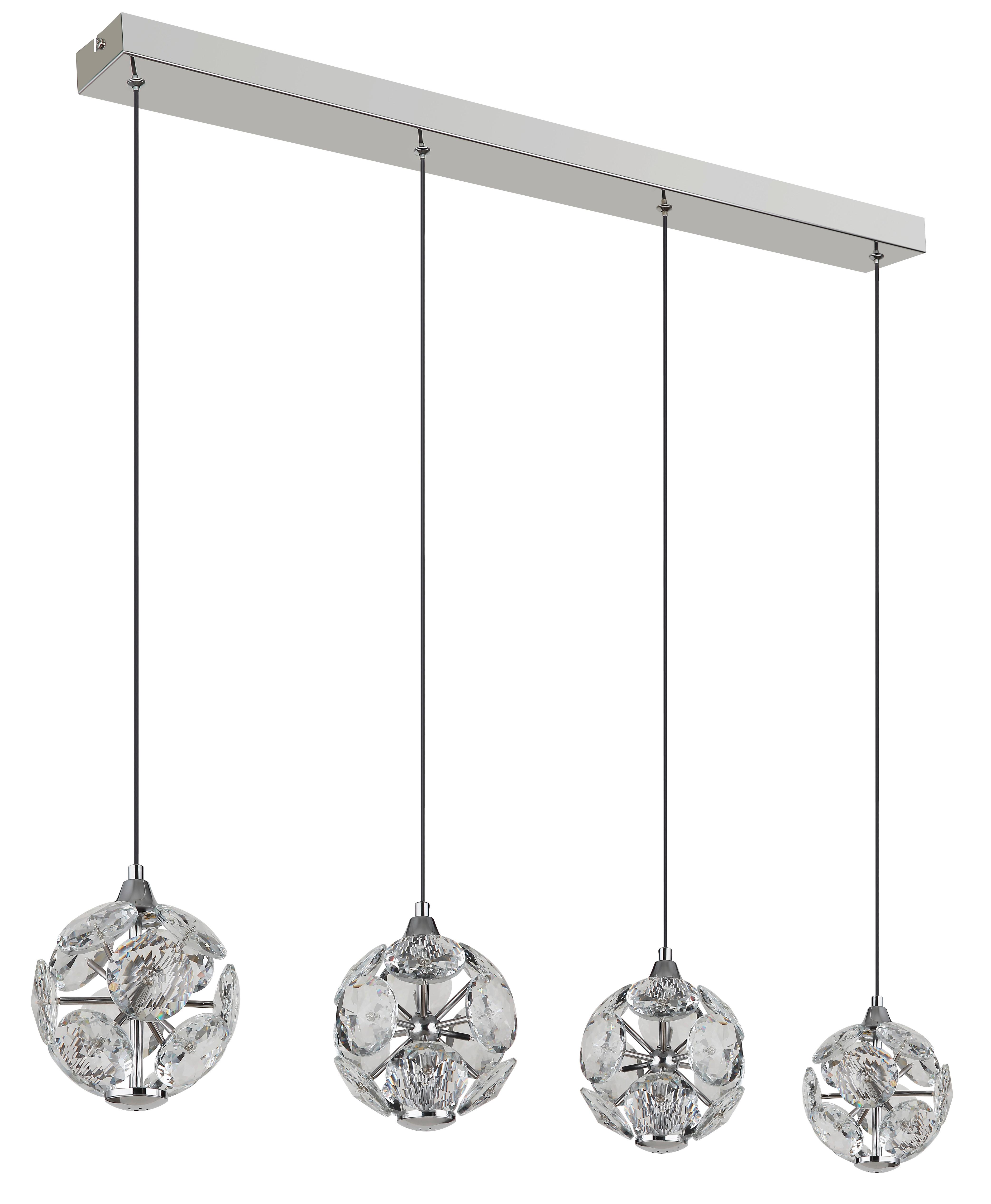 LED-Hängeleuchte Virina L:93cm Klar Schwarz Chromfarben - Klar/Chromfarben, KONVENTIONELL, Glas/Kunststoff (93/15/150cm) - Globo