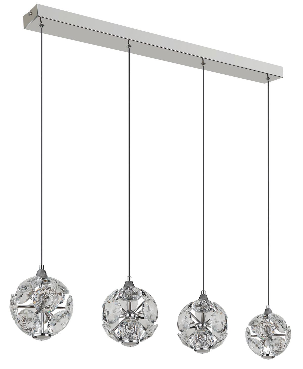 LED-Hängeleuchte Virina L:93cm Klar Schwarz Chromfarben - Klar/Chromfarben, KONVENTIONELL, Glas/Kunststoff (93/15/150cm) - Globo
