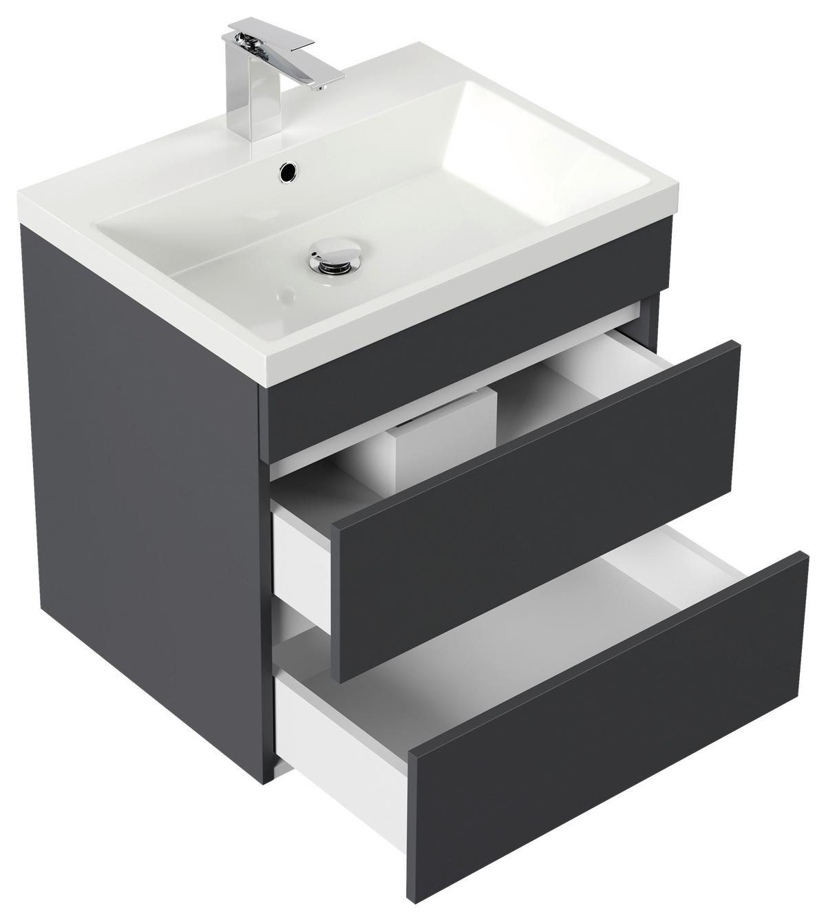 WASCHTISCHKOMBI Fellini,Graphitfarben B: 60 cm - Graphitfarben/Weiß, Basics, Keramik/Holzwerkstoff (60cm) - MID.YOU