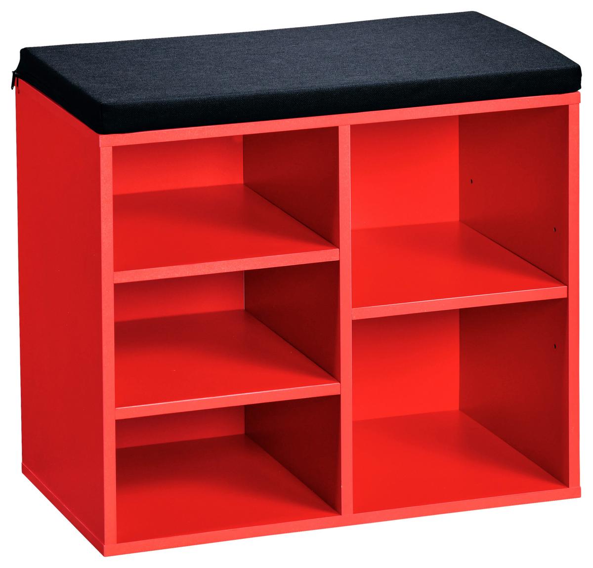 Schuhregal 15963 - Rot/Schwarz, Basics, Holzwerkstoff/Textil (51,5/48/29,5cm) - Kesper