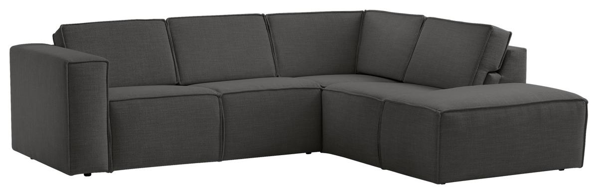 Ecksofa Dice Anthrazit 275x220 Cm - Anthrazit/Schwarz, MODERN, Textil (275/220cm) - Trendmanufaktur