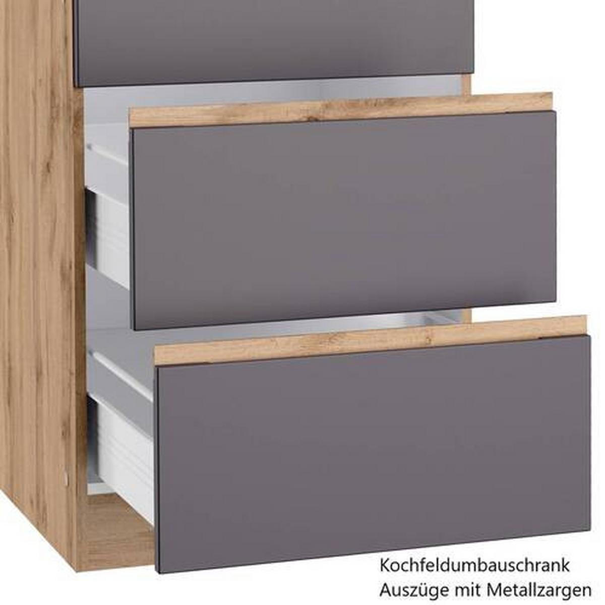 Eckküche Turin Mit Geräten 240x360 Cm Grau/eiche Dekor - Eiche Wotan/Grau, Design, Holzwerkstoff (240/360cm) - Held