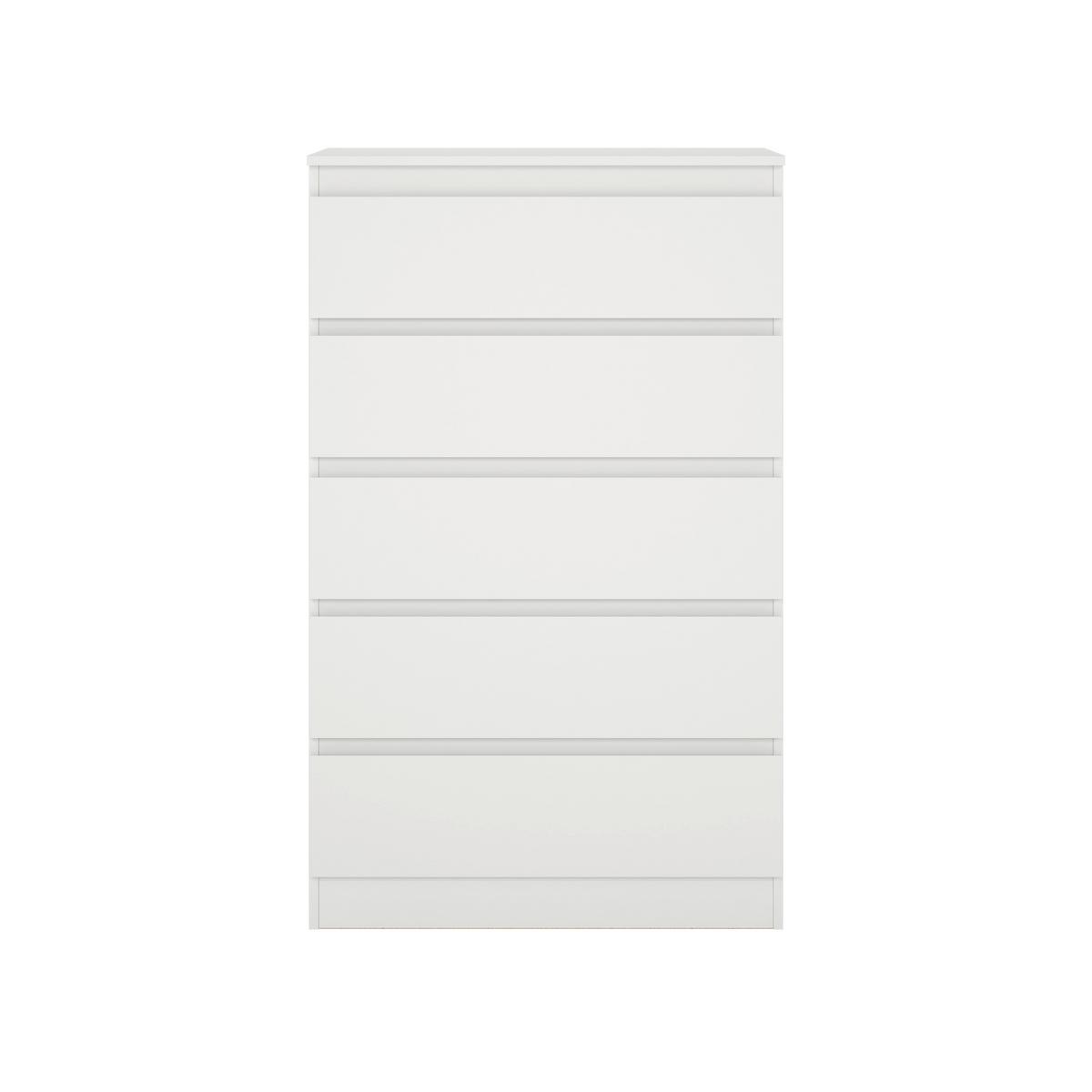 Komoda MARA 5 biela - bílá, Konvenční, dřevo (77/125/42cm) - Mömax