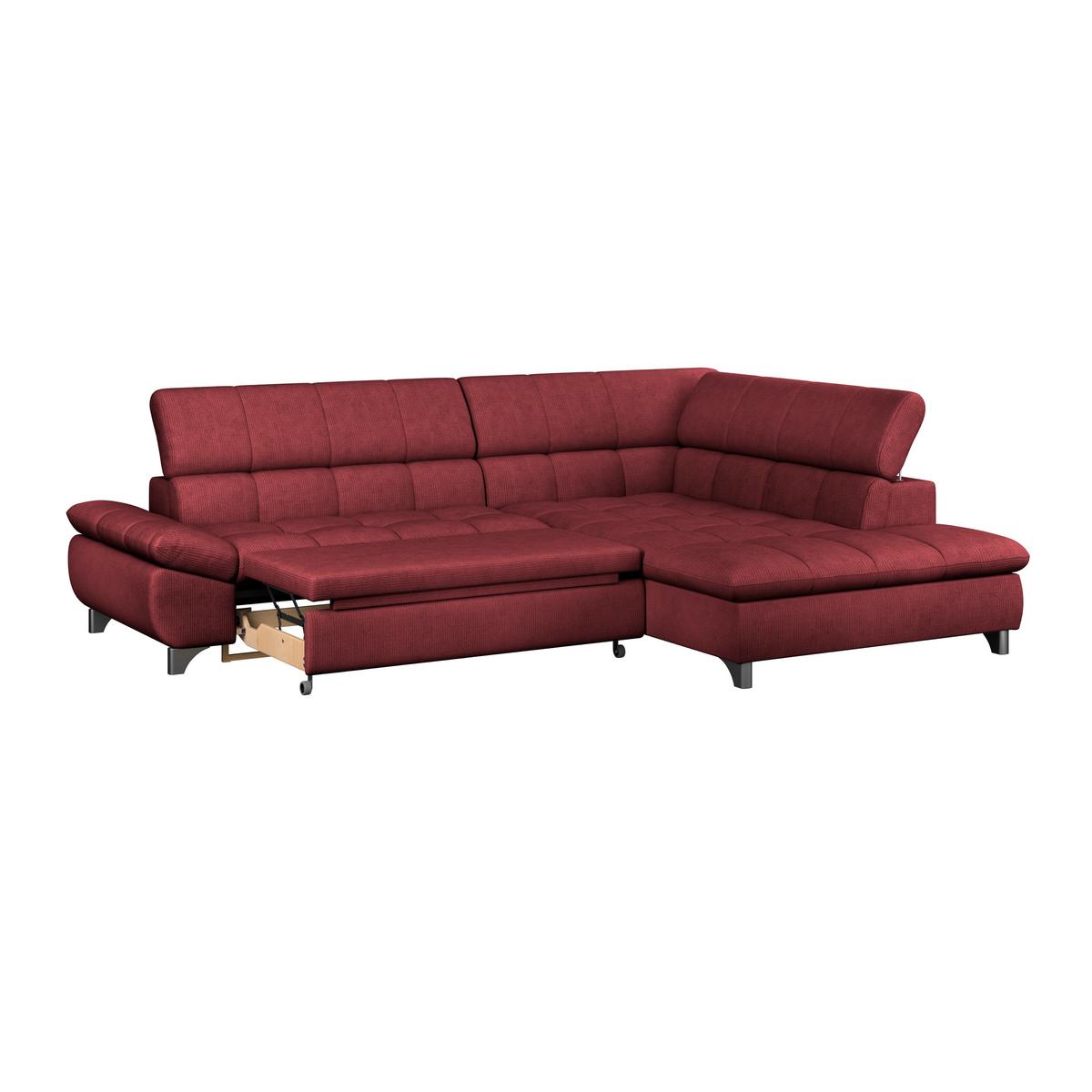 Ecksofa Mit Schlaffunktion Gemini Bordeaux 312x234 Cm - Chromfarben/Bordeaux, KONVENTIONELL, Textil (312/234cm)