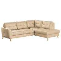 Ecksofa Nordic Beige S: 236x190 cm - Beige/Buchefarben, Design, Leder/Textil (236/190cm) - Livetastic