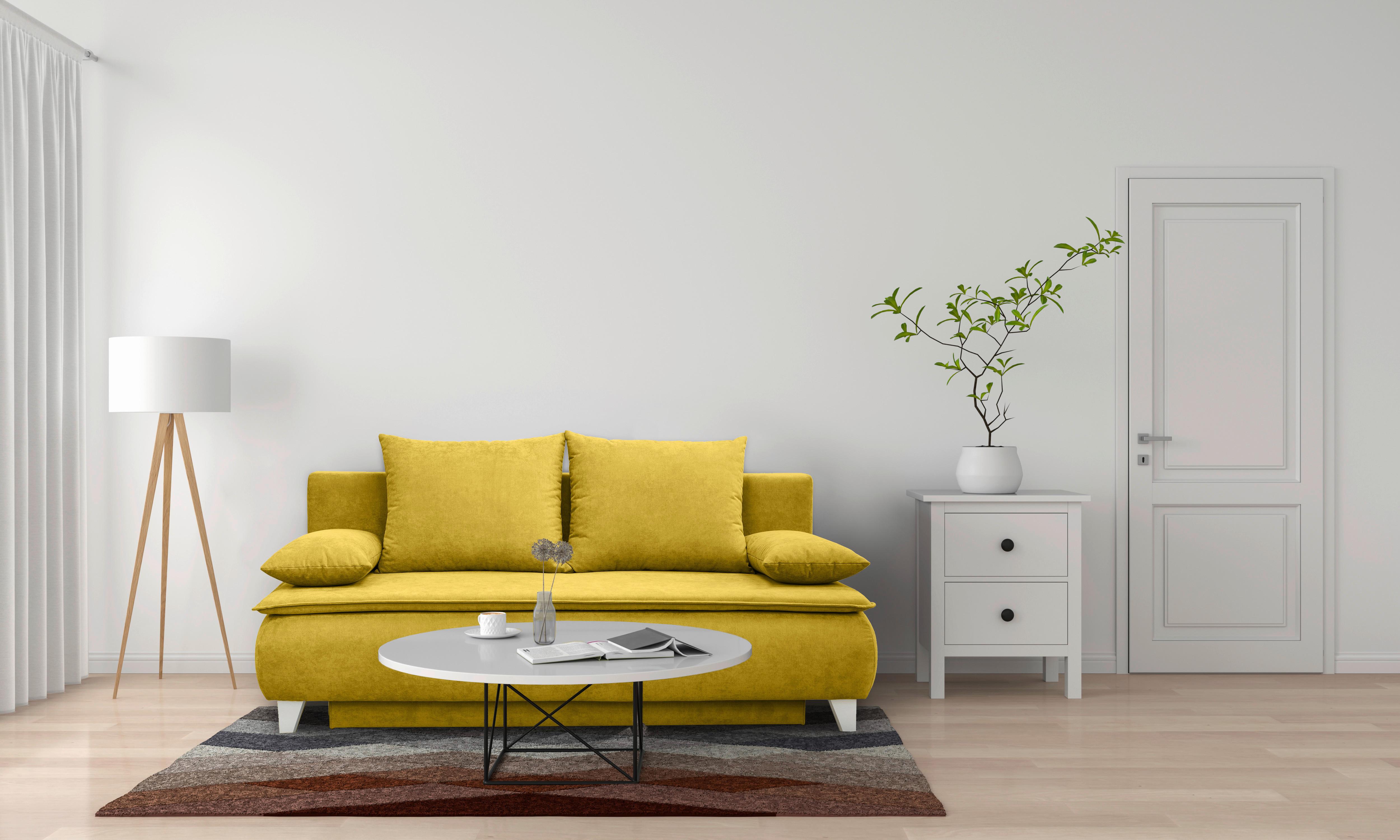 BOXSPRINGOVÁ POHOVKA Mona, žlutá - barvy stříbra/žlutá, Moderní, dřevo/textil (208/100/106cm)