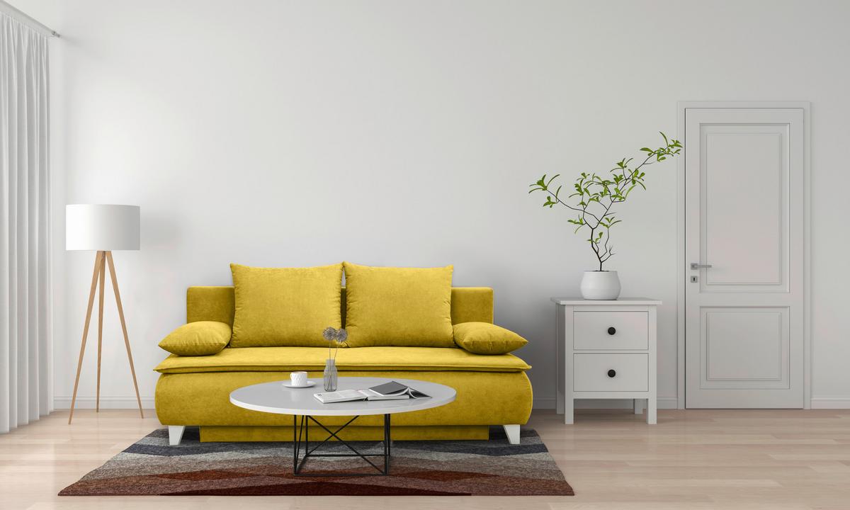 BOXSPRINGOVÁ POHOVKA Mona, žlutá - barvy stříbra/žlutá, Moderní, dřevo/textil (208/100/106cm)