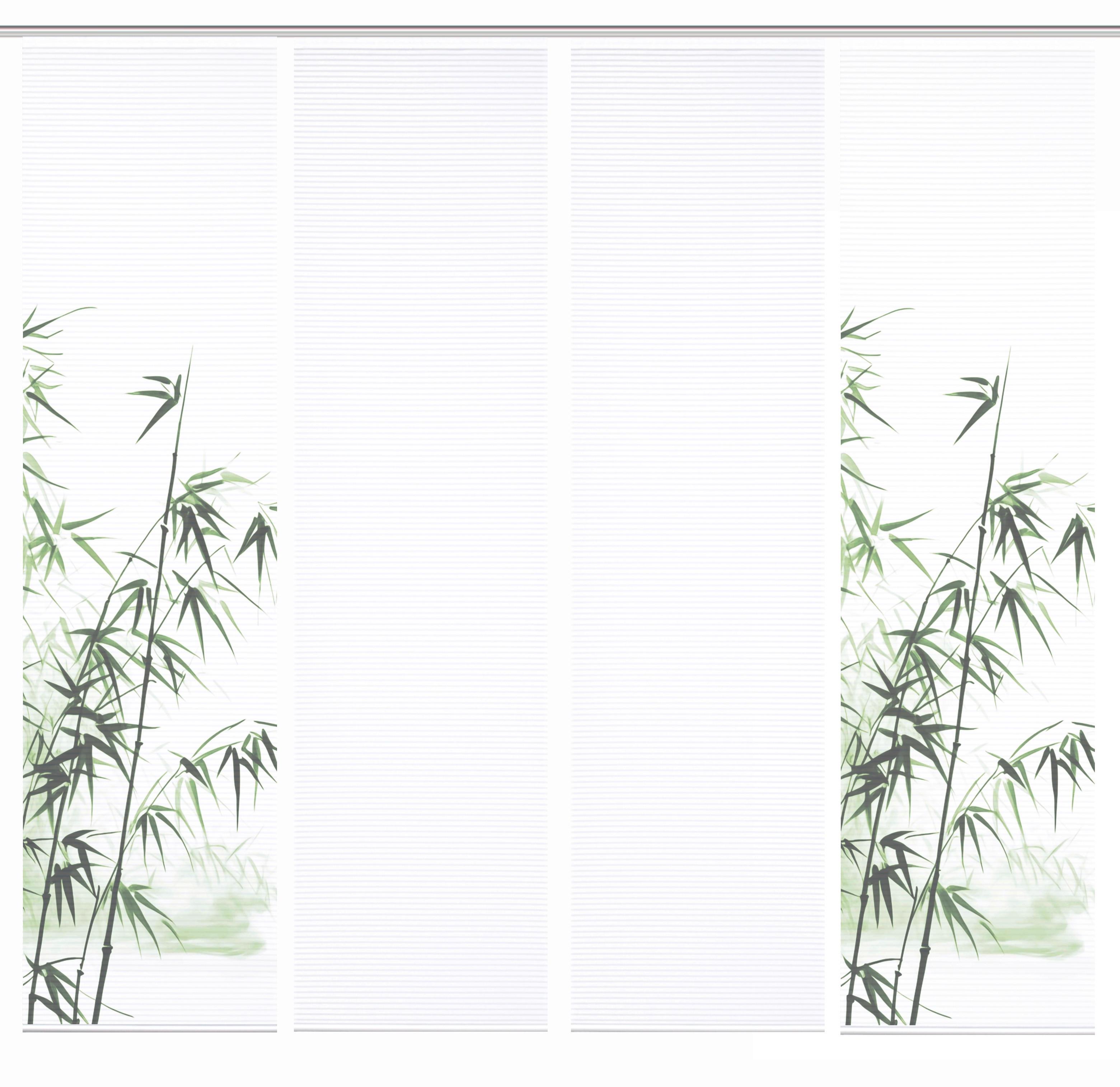 Flächenvorhang Rufus 4er Set - Weiß/Grün, Natur, Textil (60/245cm)