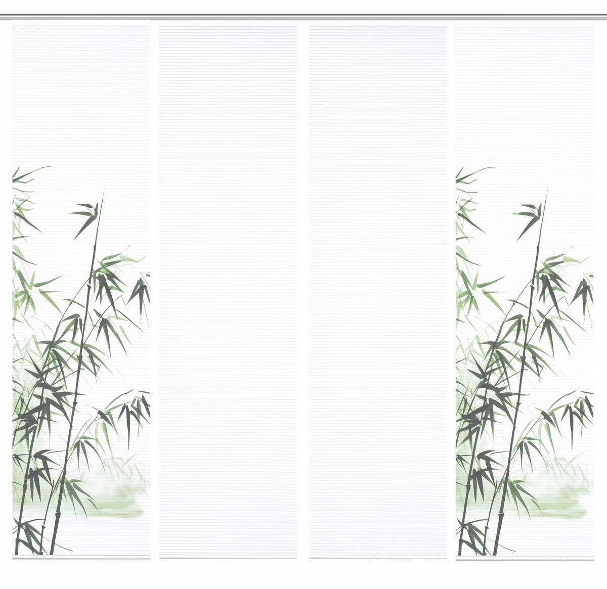 Flächenvorhang Rufus 4er Set - Weiß/Grün, Natur, Textil (60/245cm)