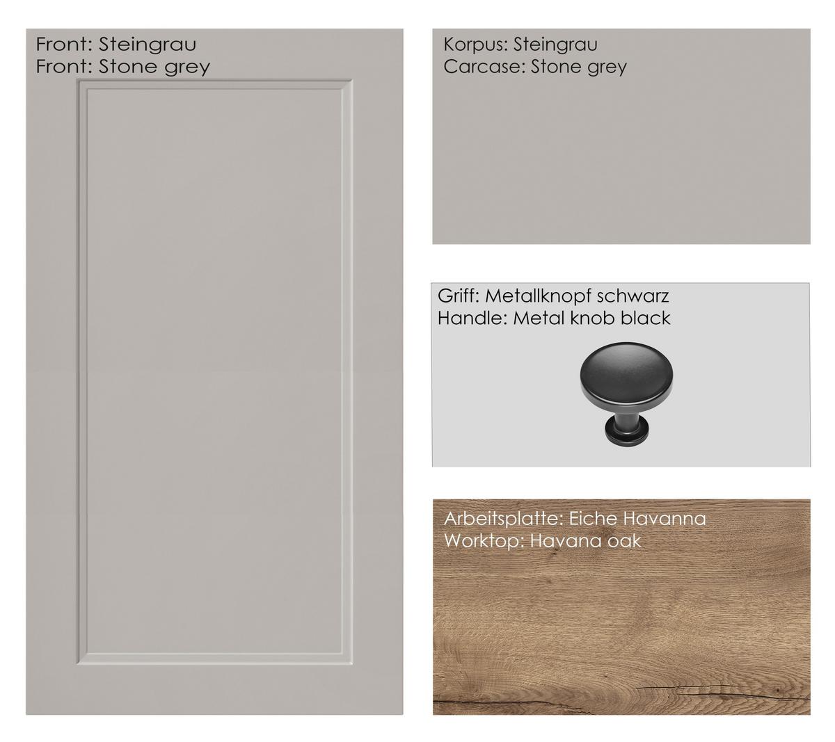 Kuchynská linka 240 cm, kamenná sivá supermatná - čierna/sivá, Modern, kov/kompozitné drevo (240cm) - Nobilia