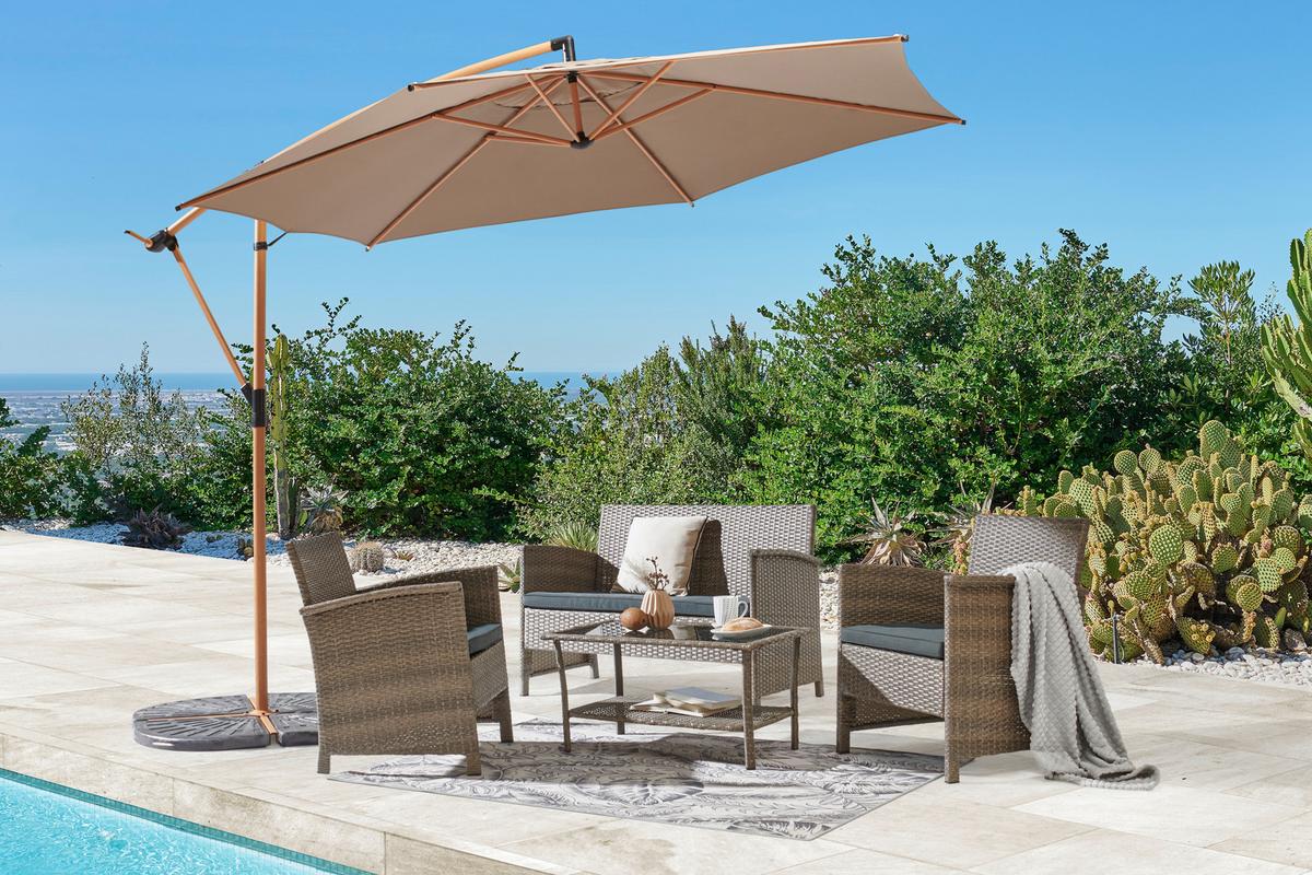 Ampelschirm Exellent Bxhxt: 300x300x248 Cm Taupe - Taupe, MODERN, Textil/Metall (300/300/248cm) - Beldano