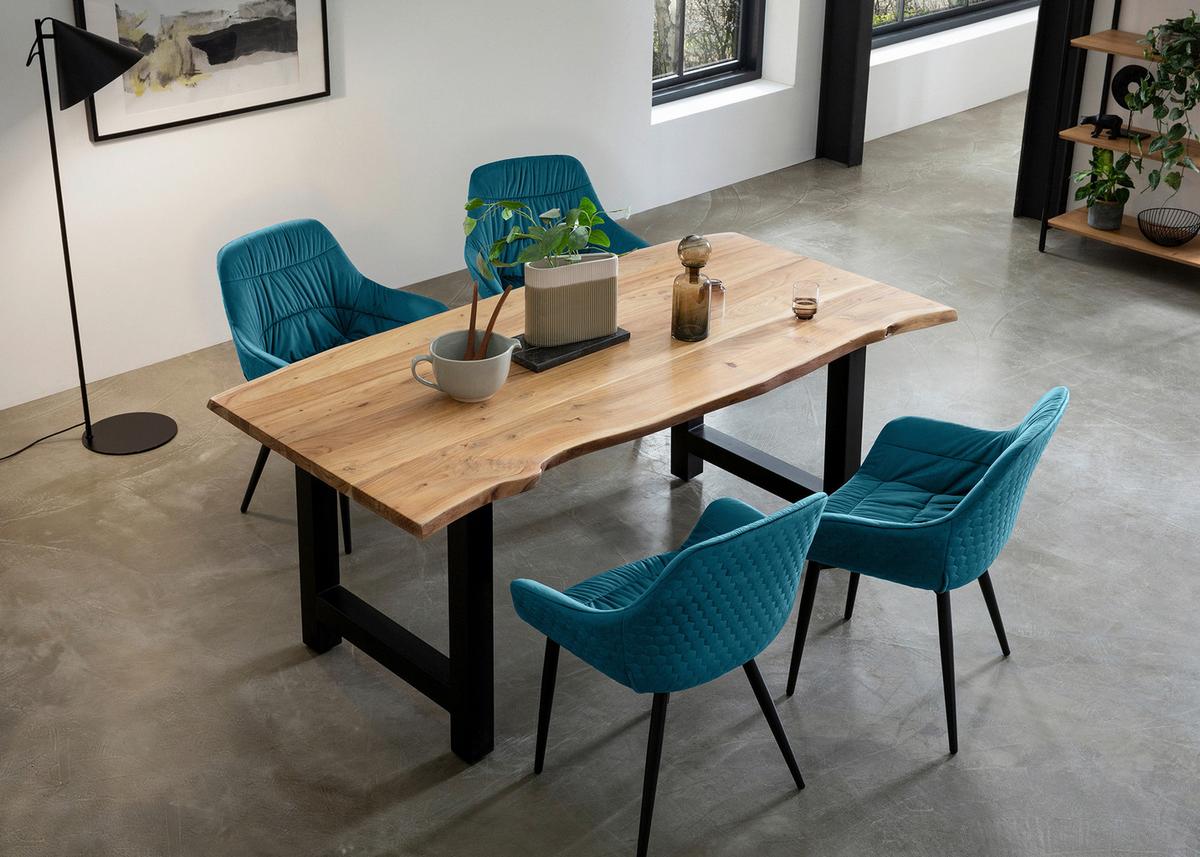 Esstisch Naturfarben/schwarz B: 160 Cm - Schwarz/Naturfarben, MODERN, Holz/Metall (160/85/76,5cm) - Livetastic