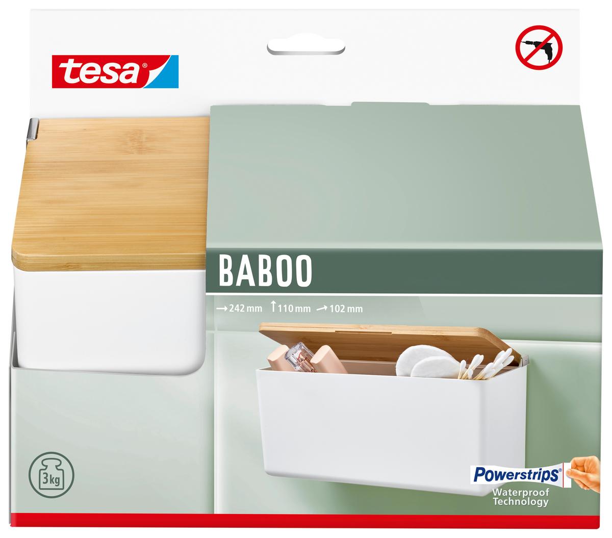 Aufbewahrungsbox Baboo Bambus BxHxT: ca. 24,2x11x10,2cm - Weiß, Basics, Holz/Kunststoff (24,2/11/10,2cm)
