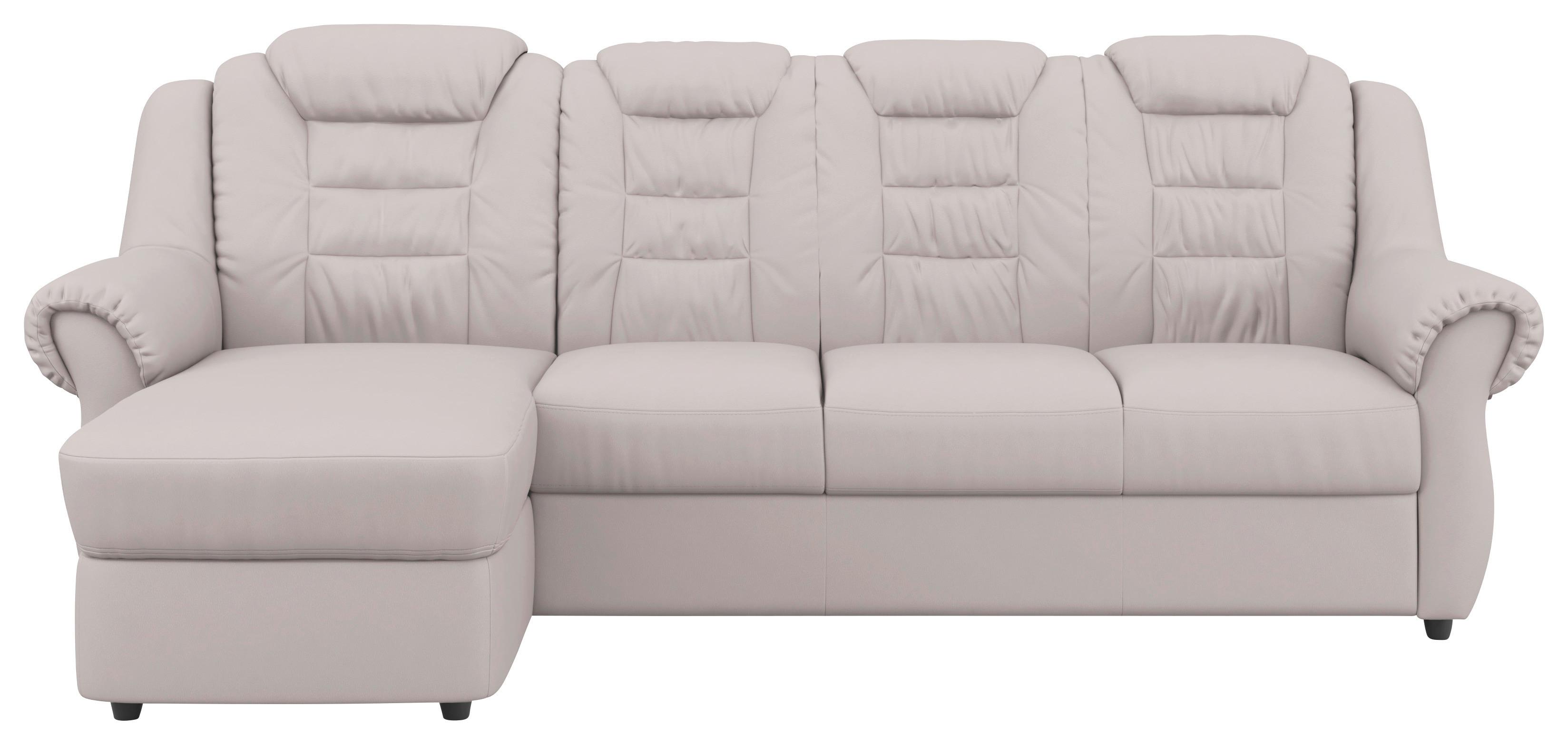 Ecksofa Boston Hellgrau Lederlook - Hellgrau/Schwarz, KONVENTIONELL, Textil (165/262cm) - Livetastic