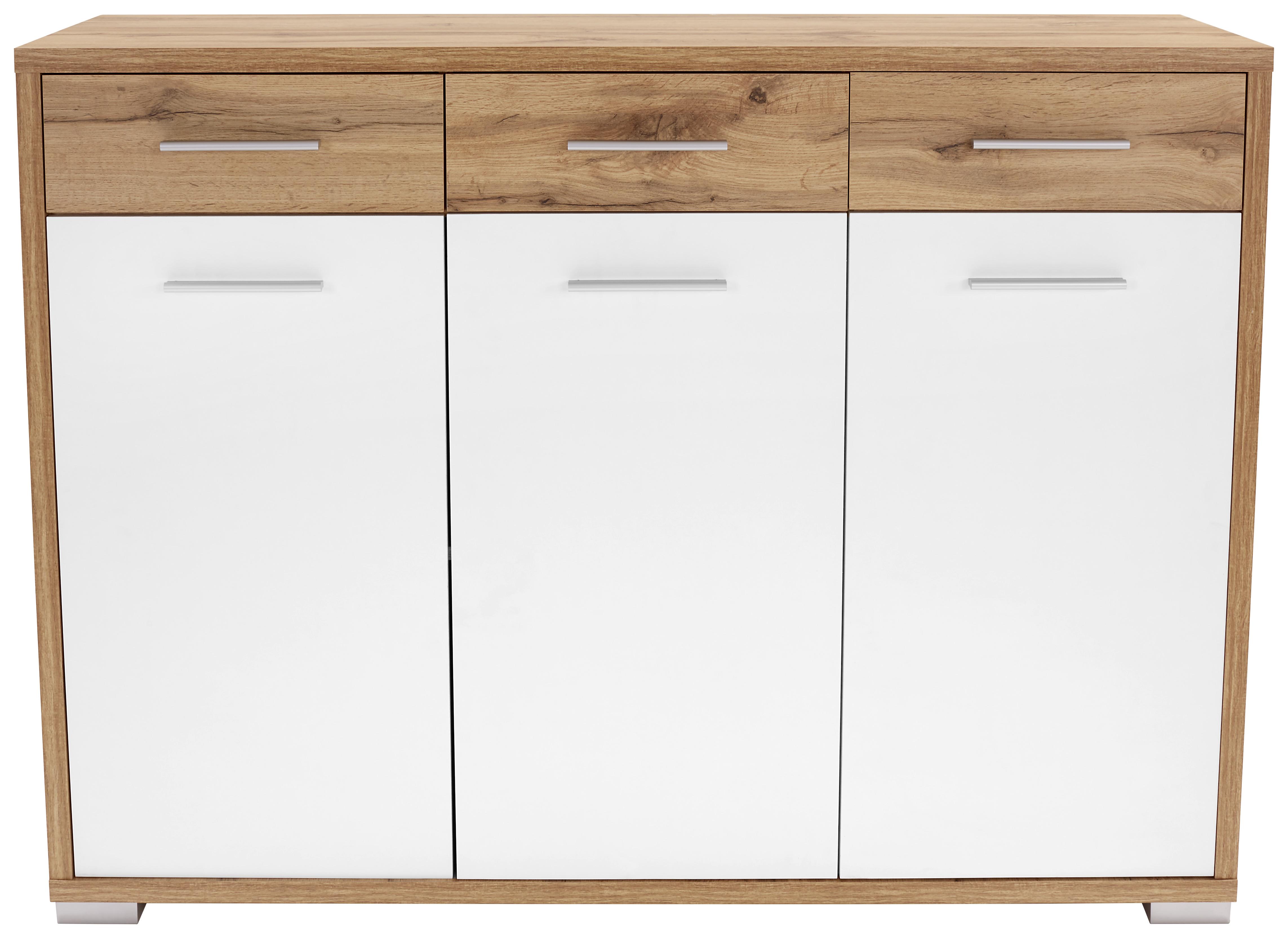 KOMODA Q-BIG QBK01 - bílá/barvy dubu, Moderní, dřevo (144/105/44cm)