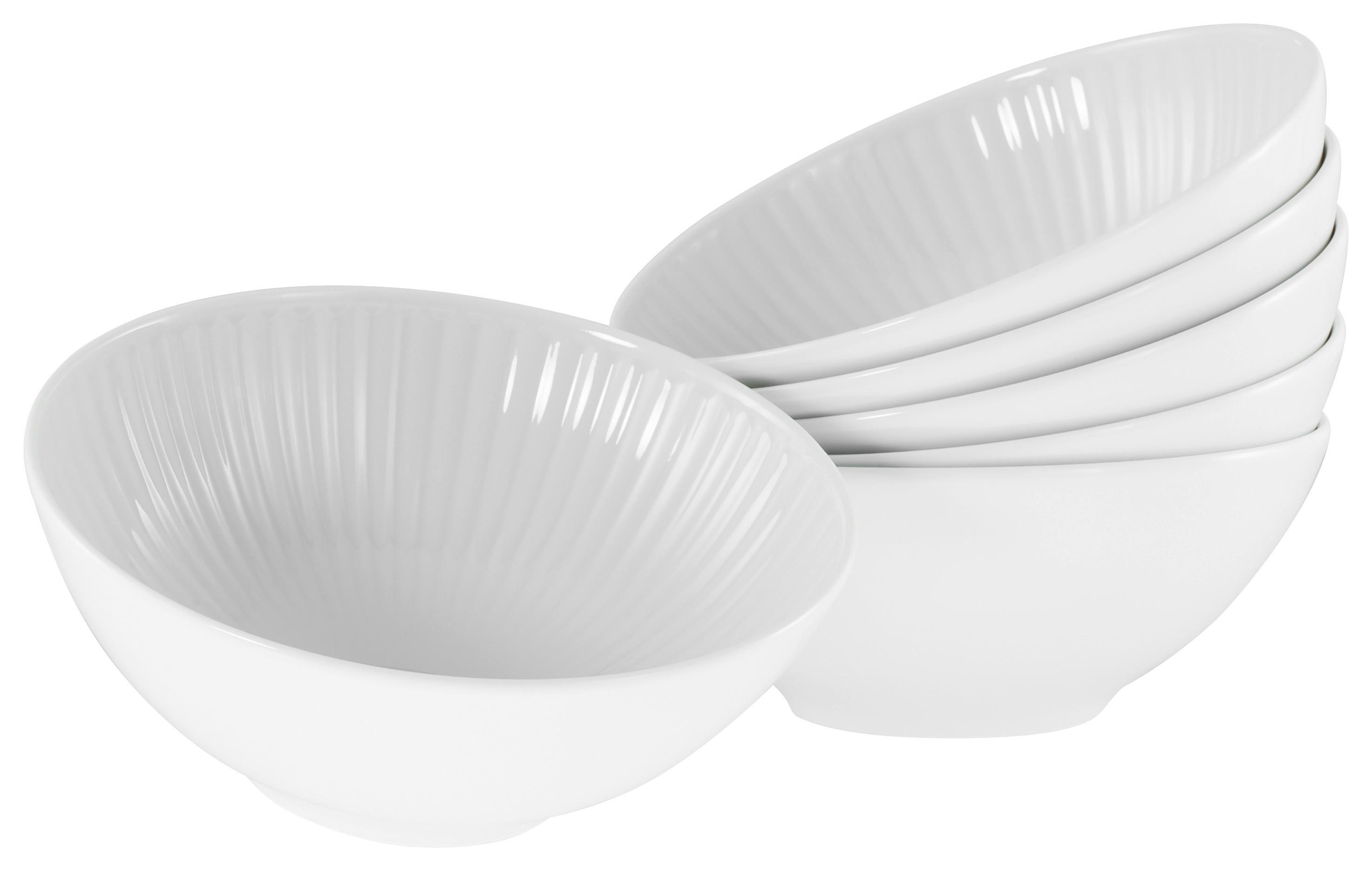 Schüsselset Valencia Weiß 6 Stück - Weiß, Design, Keramik - Creatable