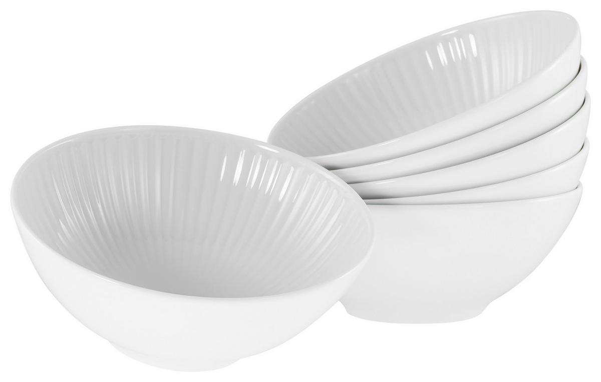 Schüsselset Valencia Weiß 6 Stück - Weiß, Design, Keramik - Creatable