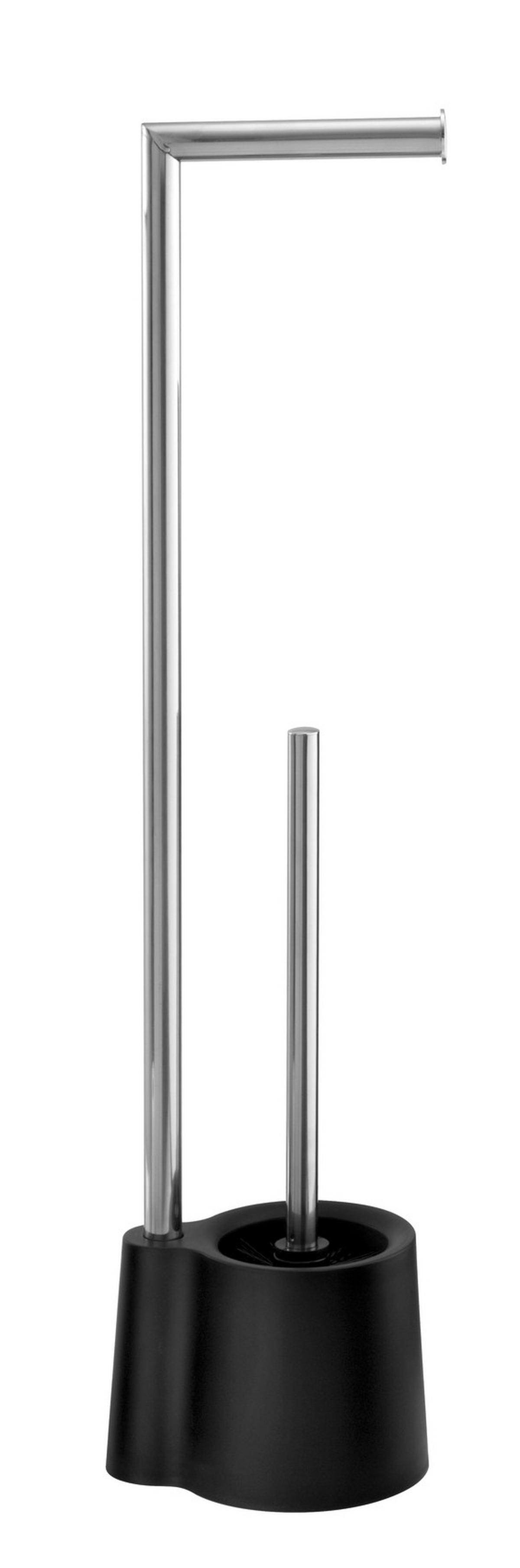 WC-Bürstengarnitur Avola Stehend Kunststoff/Metall - Silberfarben/Schwarz, KONVENTIONELL, Kunststoff/Metall (13/70/16cm) - Wenko