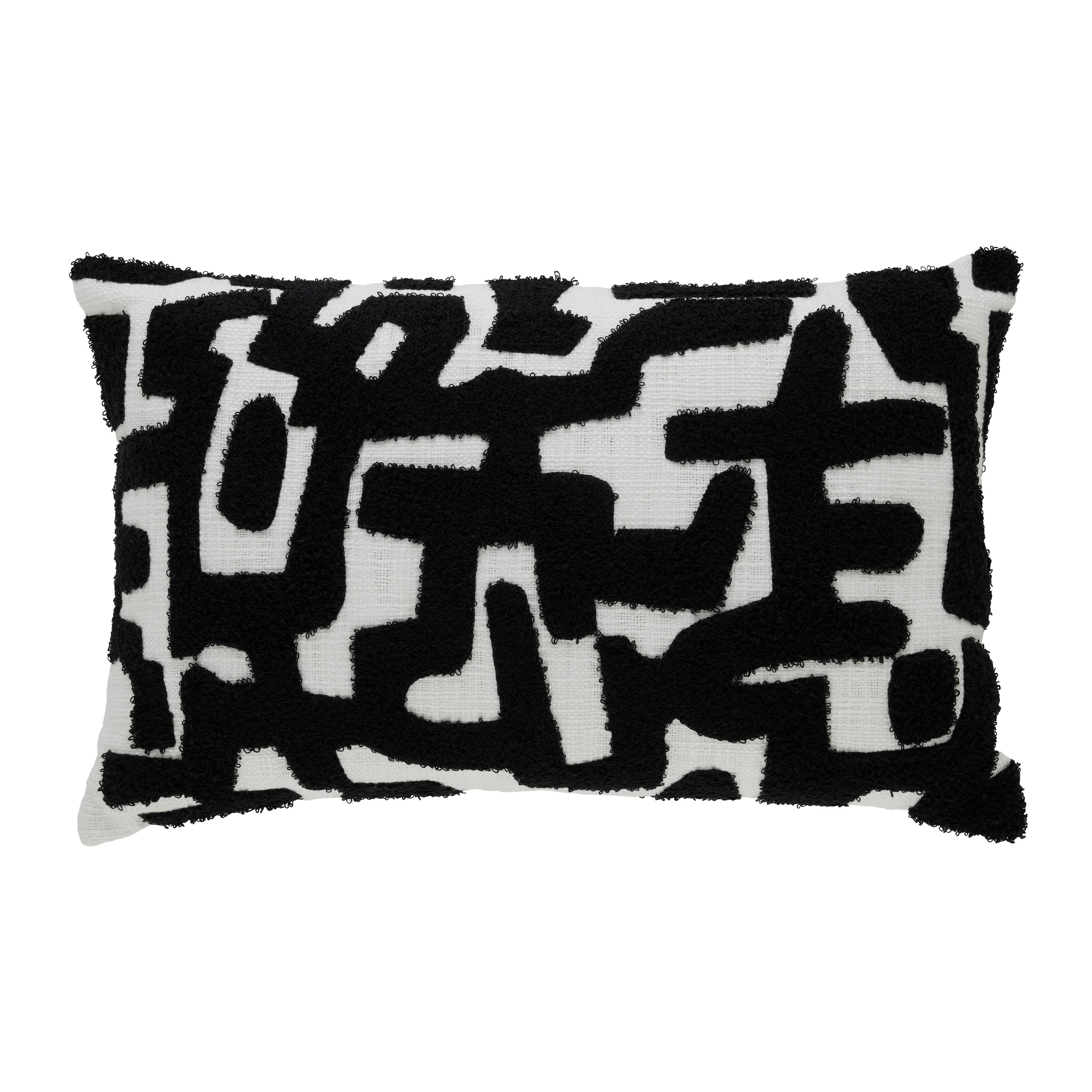Dekorační polštář Silva, 30/50cm, bílá/černá - bílá/černá, Moderní, textil (30/50cm) - Modern Living