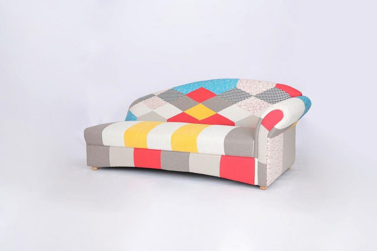 3-Sitzer Loretta ca.193x83x85 cm, Armlehne rechts - Hellbraun/Multicolor, Basics, Holz/Textil (193/83/85cm)
