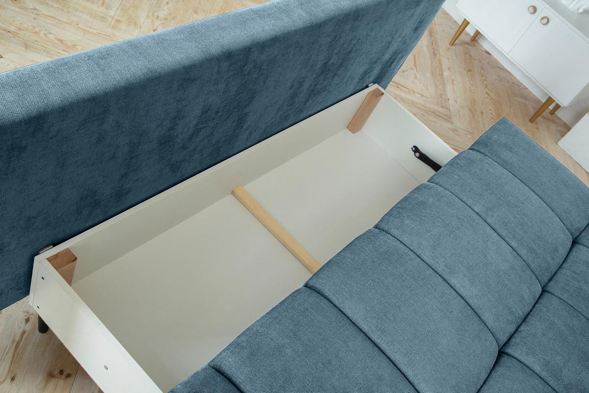 Schlafsofa Bobbio Blau B: 204cm - Blau/Schwarz, MODERN, Textil (204/90/95cm) - MID.YOU