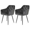 Armlehnstuhl Tina Anthrazit Gepolstert 2er-Set - Anthrazit/Schwarz, MODERN, Textil/Metall (56/81/62cm) - MID.YOU