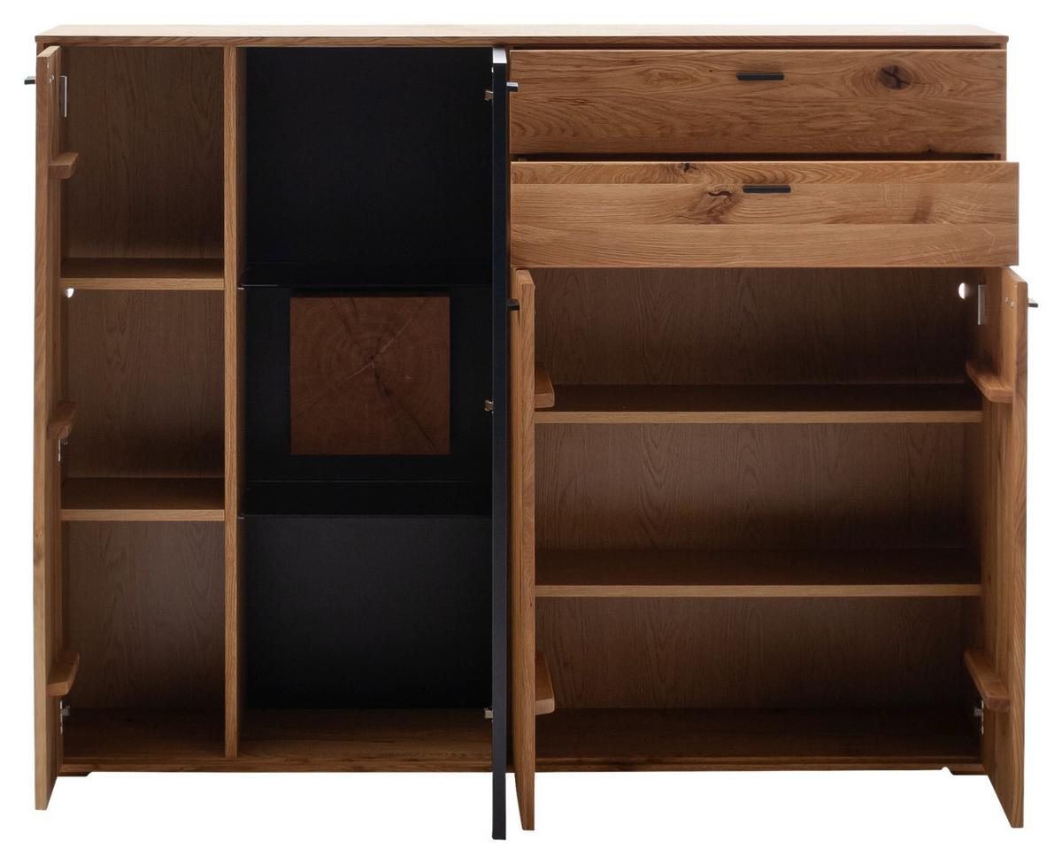 Highboard Assini Wildeiche B: 158 cm - Wildeiche, Design, Glas/Holz (158/122/37cm) - MID.YOU