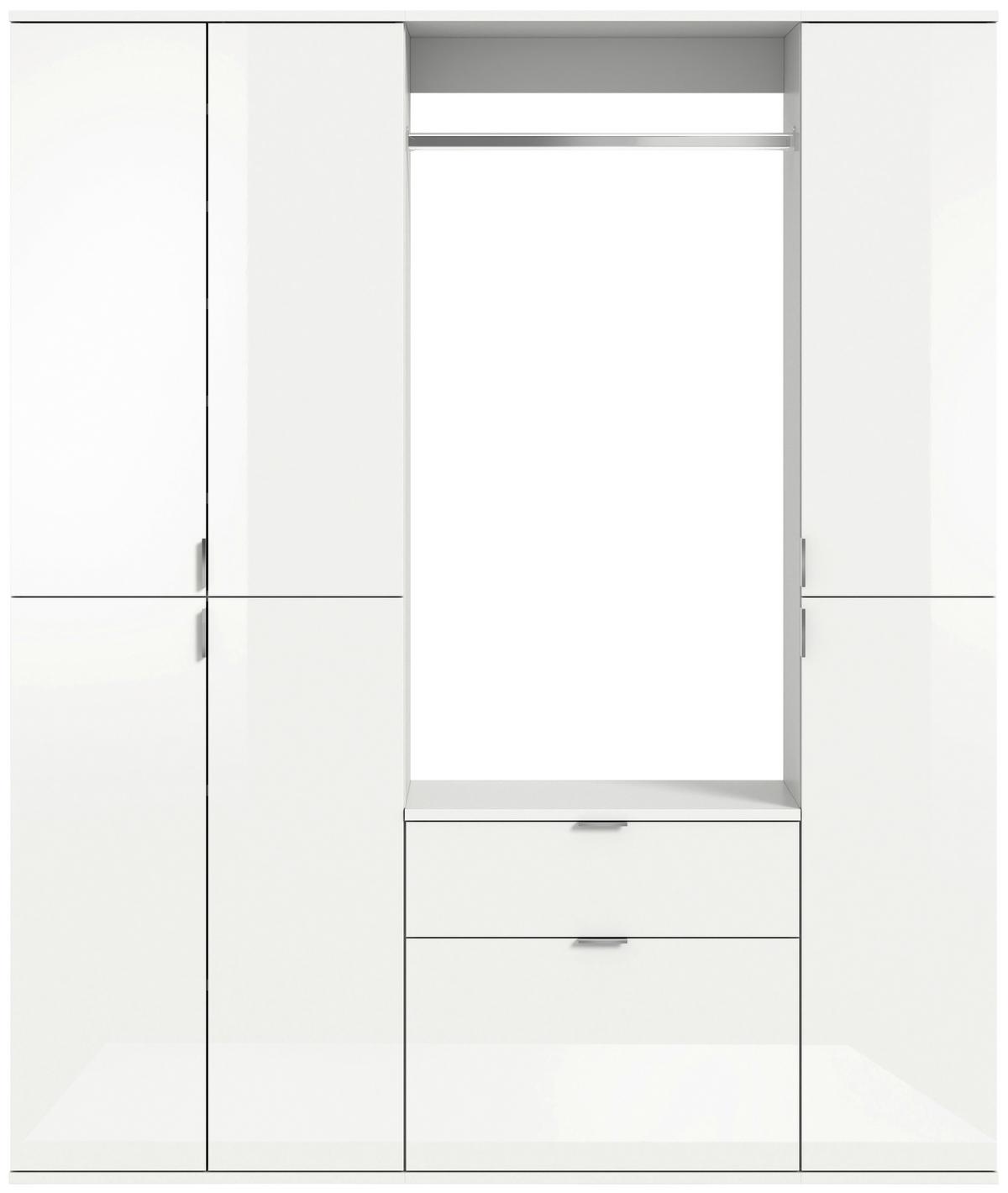 Garderobe Projekt X 3-Teilig Weiß B: 152 cm - Weiß Hochglanz, MODERN, Holzwerkstoff (152/193/34cm) - MID.YOU