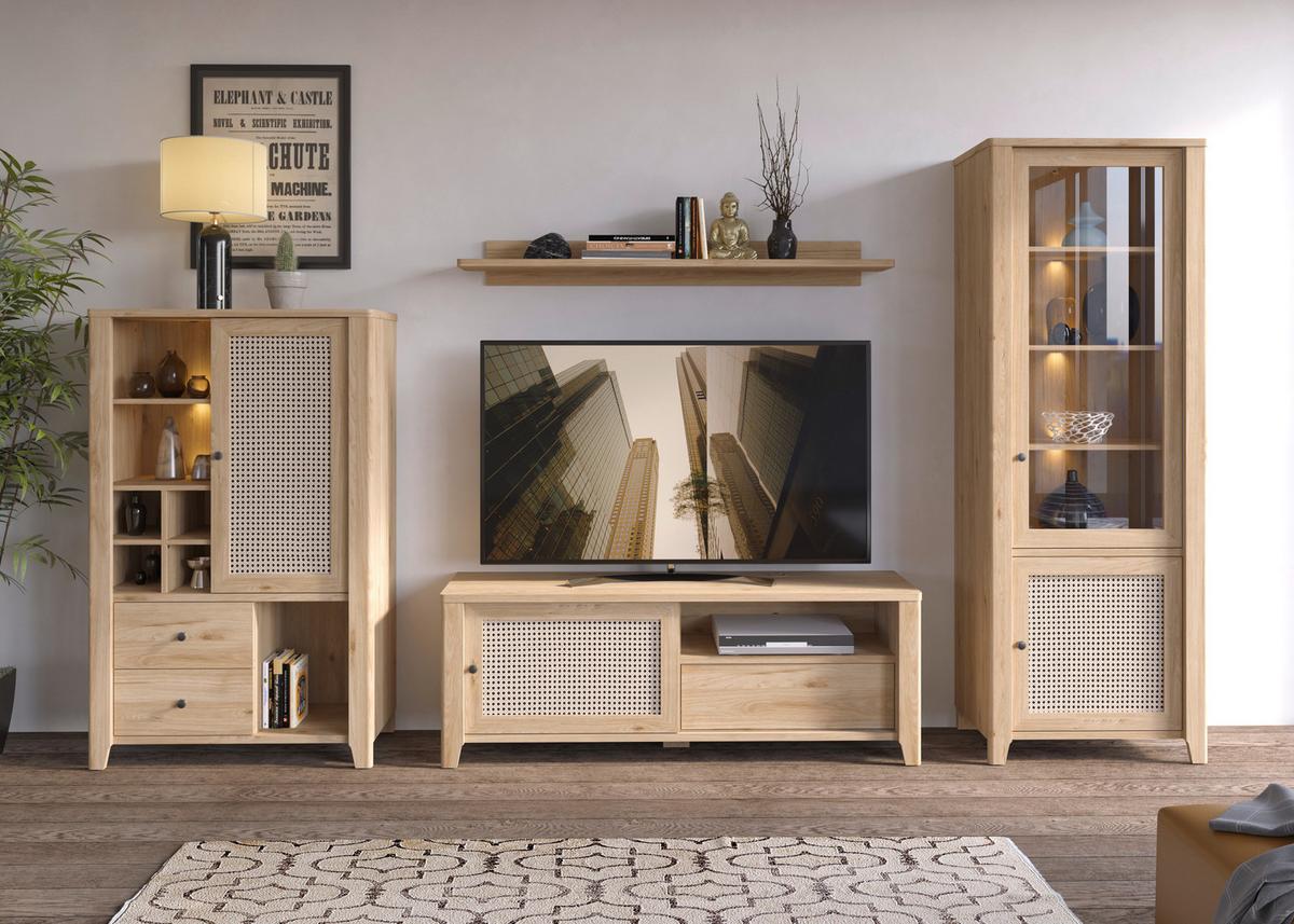 Vitrin Cestino - Modern, faalapú anyag/Üveg (74/207/42cm)