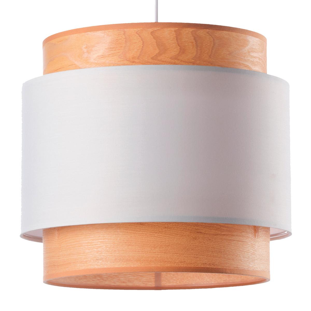 Hängeleuchte Legno Weiß Sandfarben L: 36 Cm - Sandfarben/Weiß, Basics, Holz/Textil (36/36/130cm)