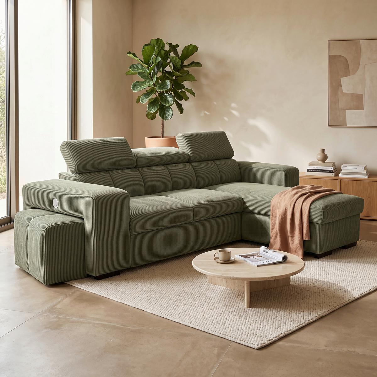 Ecksofa Sirius M olivgrün, 251x165cm - Olivgrün, KONVENTIONELL, Holz/Holzwerkstoff (251/165cm)