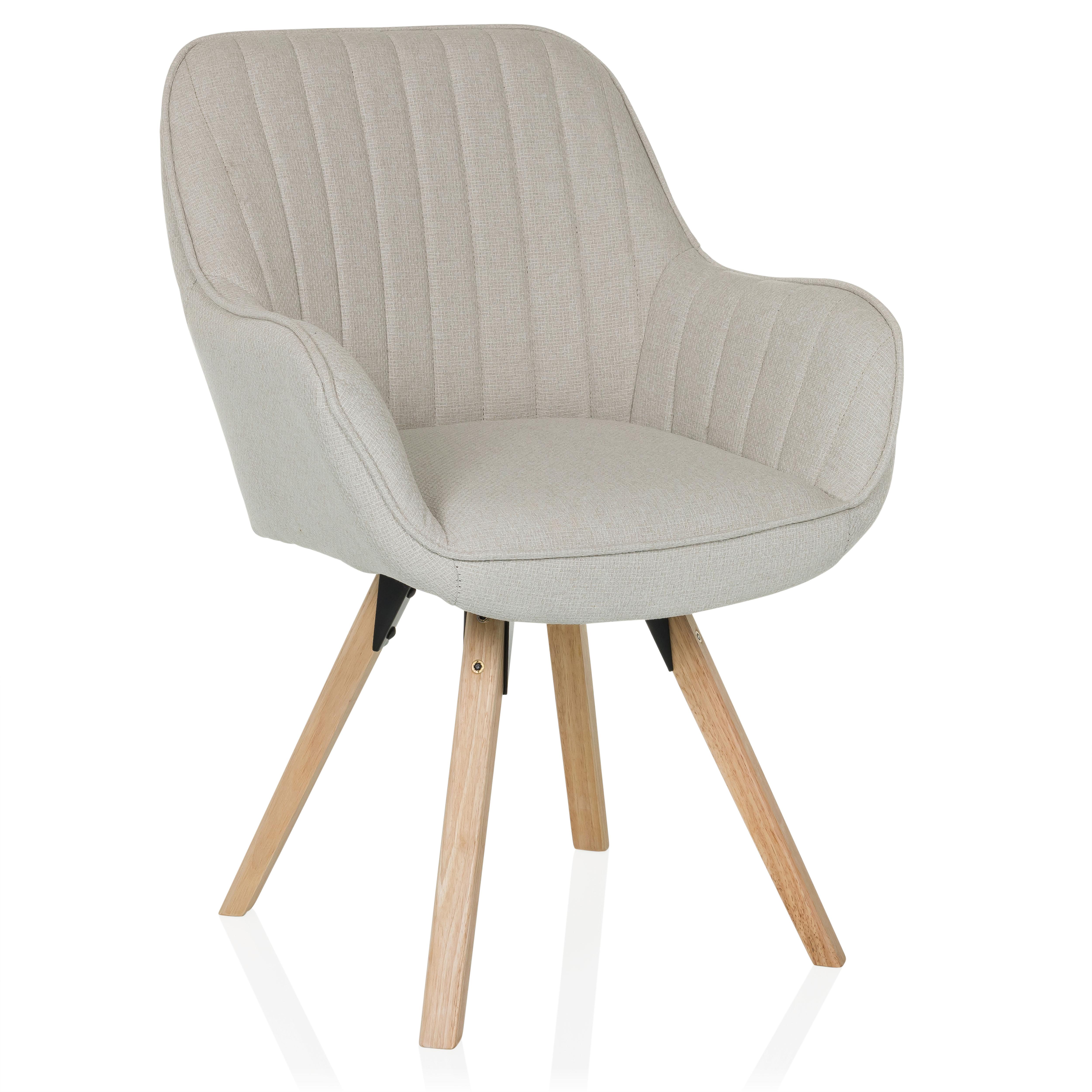Armlehnstuhl Scandi Ted Creme B: 56 cm - Buchefarben/Creme, MODERN, Holz/Textil (56/84/62cm) - MID.YOU