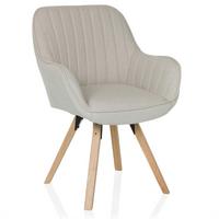 Armlehnstuhl Scandi Ted Creme B: 56 cm - Buchefarben/Creme, MODERN, Holz/Textil (56/84/62cm) - MID.YOU