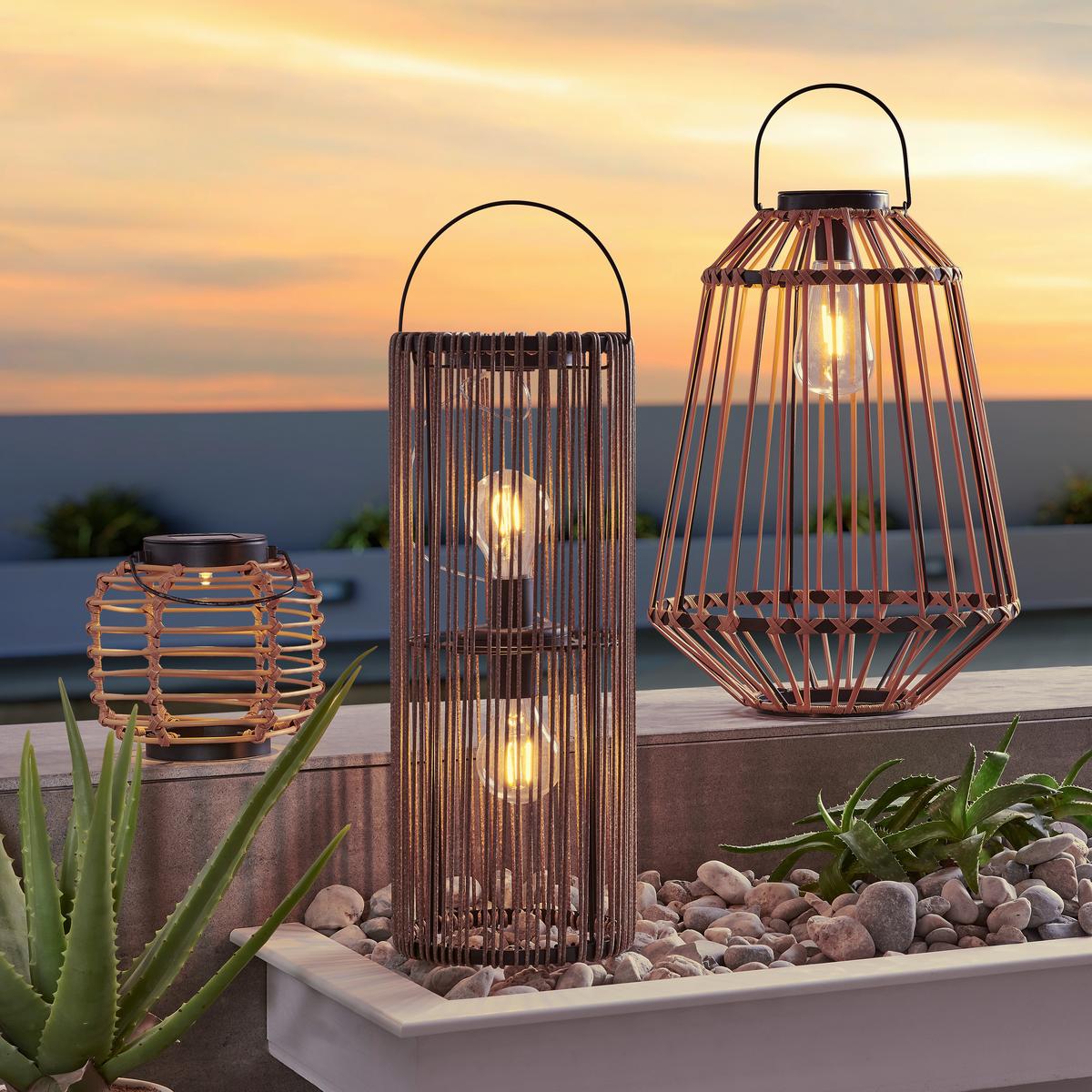 Solární svítidlo Zale - černá/přírodní barvy, Moderní, kov/plast (15,5/15-21,5cm) - Modern Living