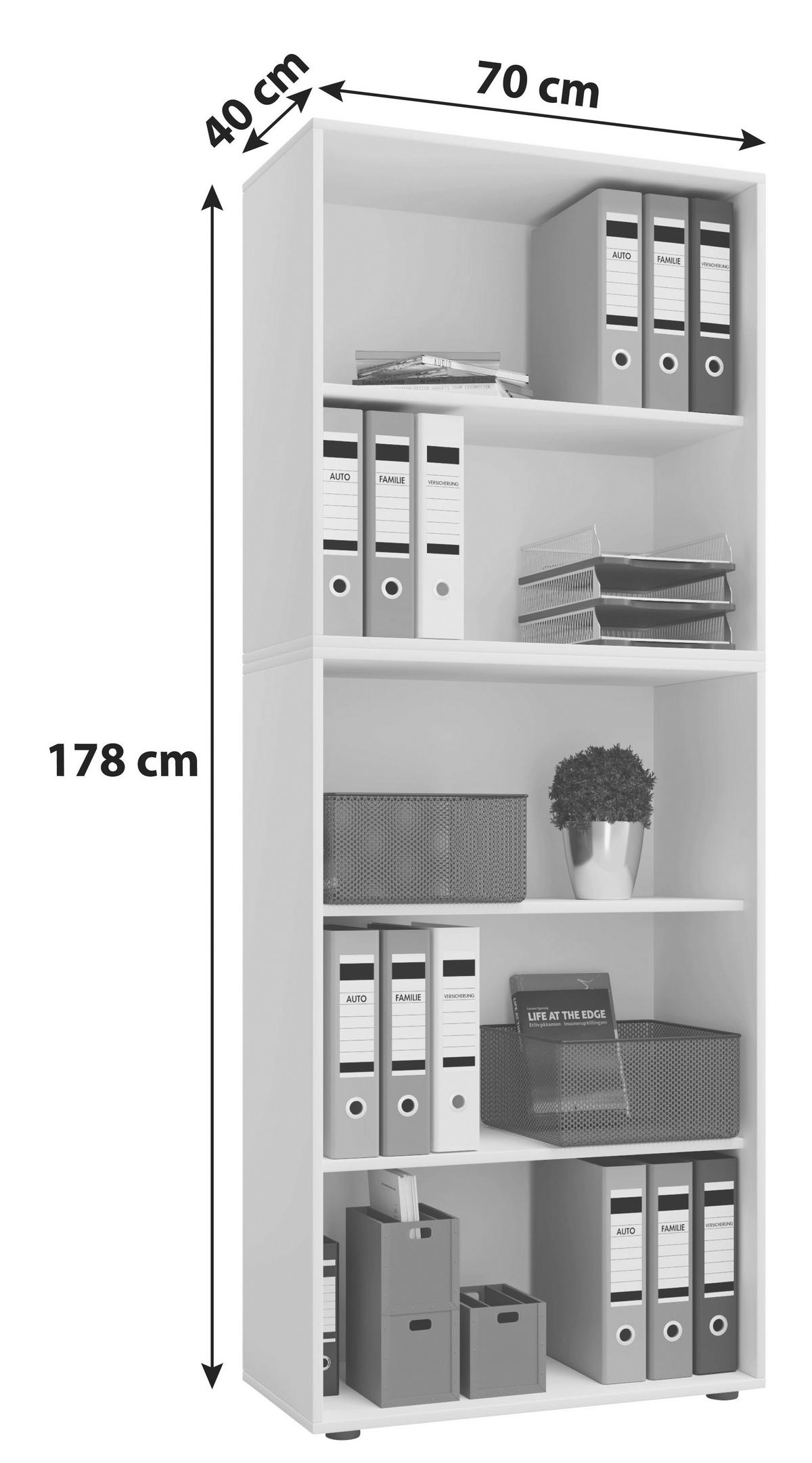 Aktenregal Lona XXL Grau B: 70 cm - Schwarz/Grau, Basics, Holzwerkstoff (70/178/37cm) - P & B