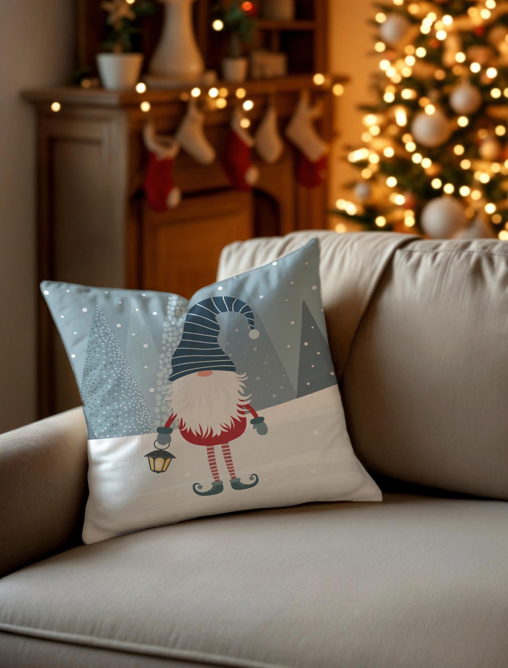 Díszpárnahuzat Elf Kb. 45/45cm - világosszürke/piros, textil (45/45cm)
