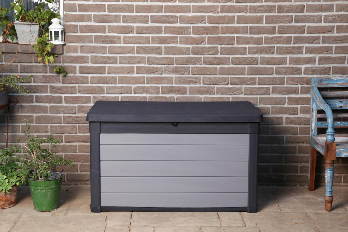 Kissenbox Premier Anthrazit/ Grau 122,9x70,6x62,1cm 380l - Anthrazit/Grau, Basics, Kunststoff (122,9/70,6/62,1cm)