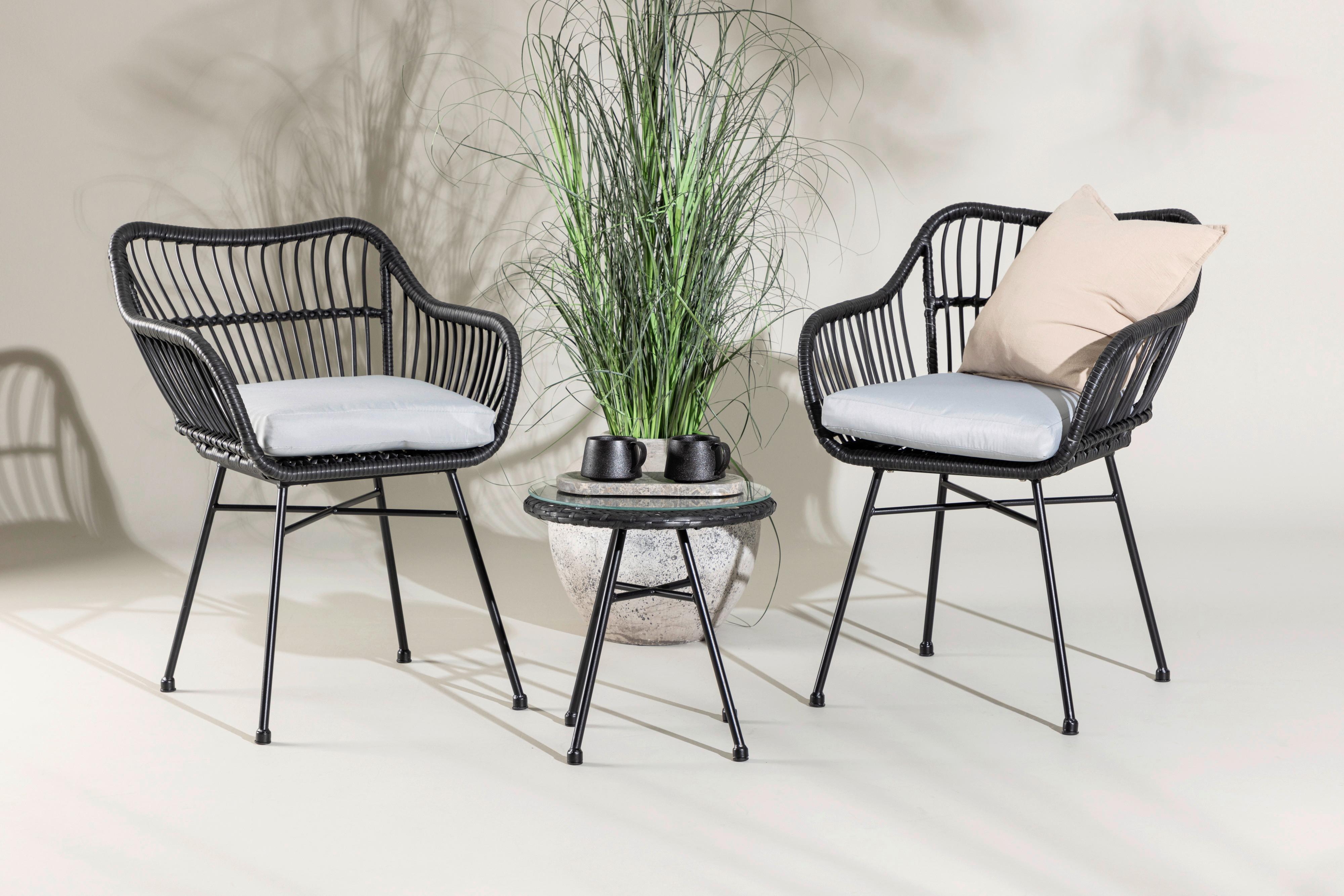 Balkonset Viga - Schwarz, KONVENTIONELL, Kunststoff/Metall - Gardenson