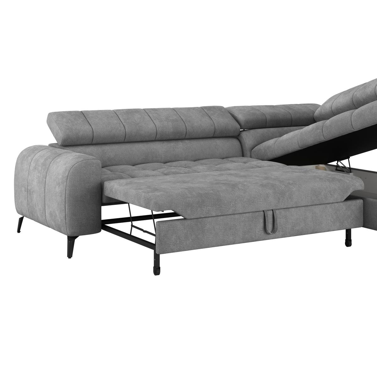 Ecksofa Volf Rechts New Grau, S: 261x203 cm - Schwarz/Grau, Trend, Kunststoff/Textil (261/203cm)