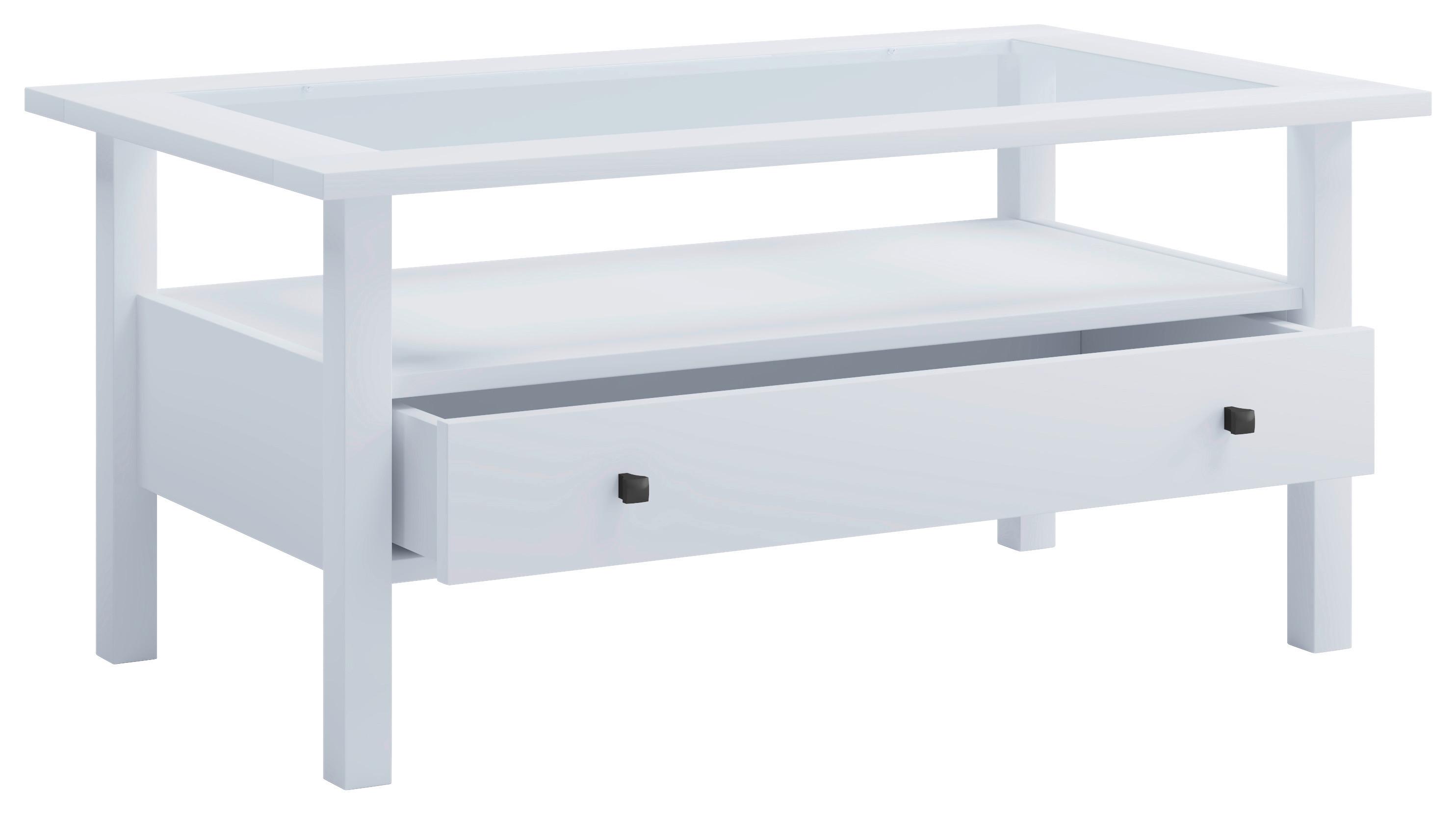 Couchtisch Lingis Weiß L: 90 cm - Weiß, LIFESTYLE, Glas/Holzwerkstoff (90/42/54cm) - MID.YOU