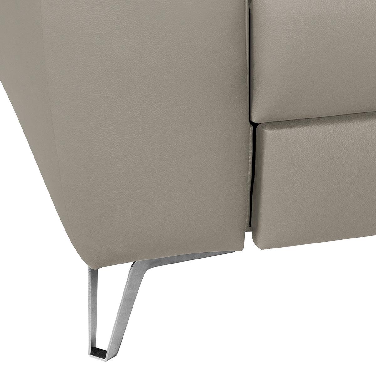 Ecksofa Santos Platinfarben S: 241 cm - Platinfarben/Chromfarben, Design, Leder/Textil (241/168cm) - Livetastic