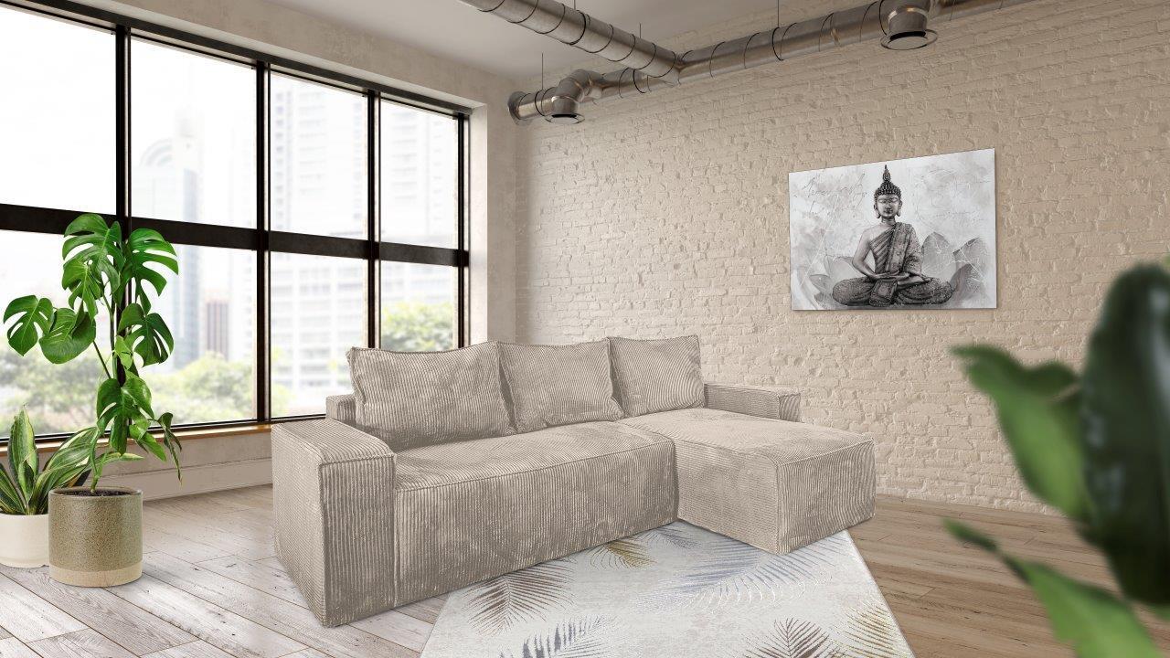 Sarokgarnitúra Denver - bézs, Modern, faalapú anyag/textil (230/140cm) - Best Price